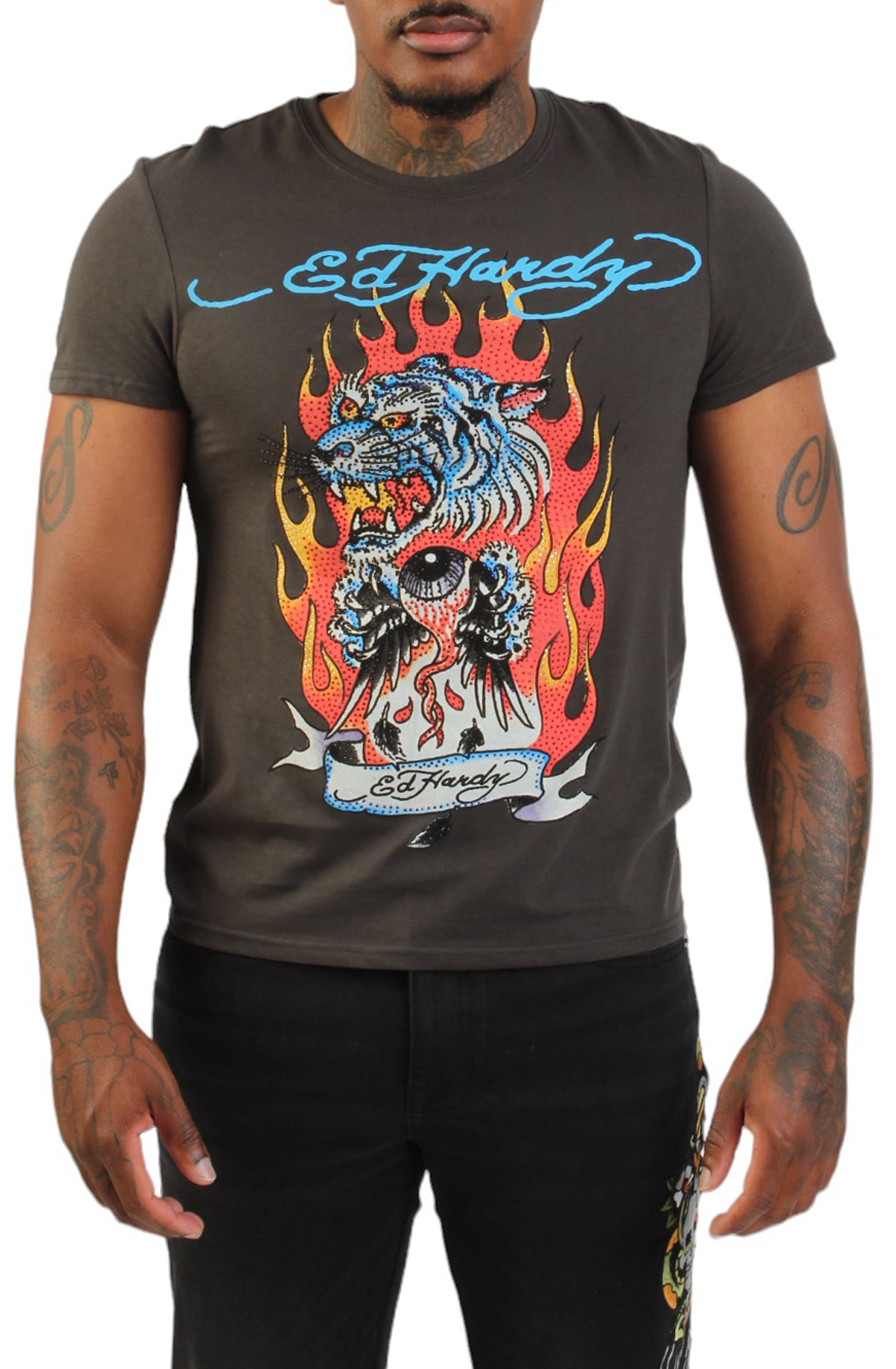 Rhinestone Fire Tiger T-Shirt