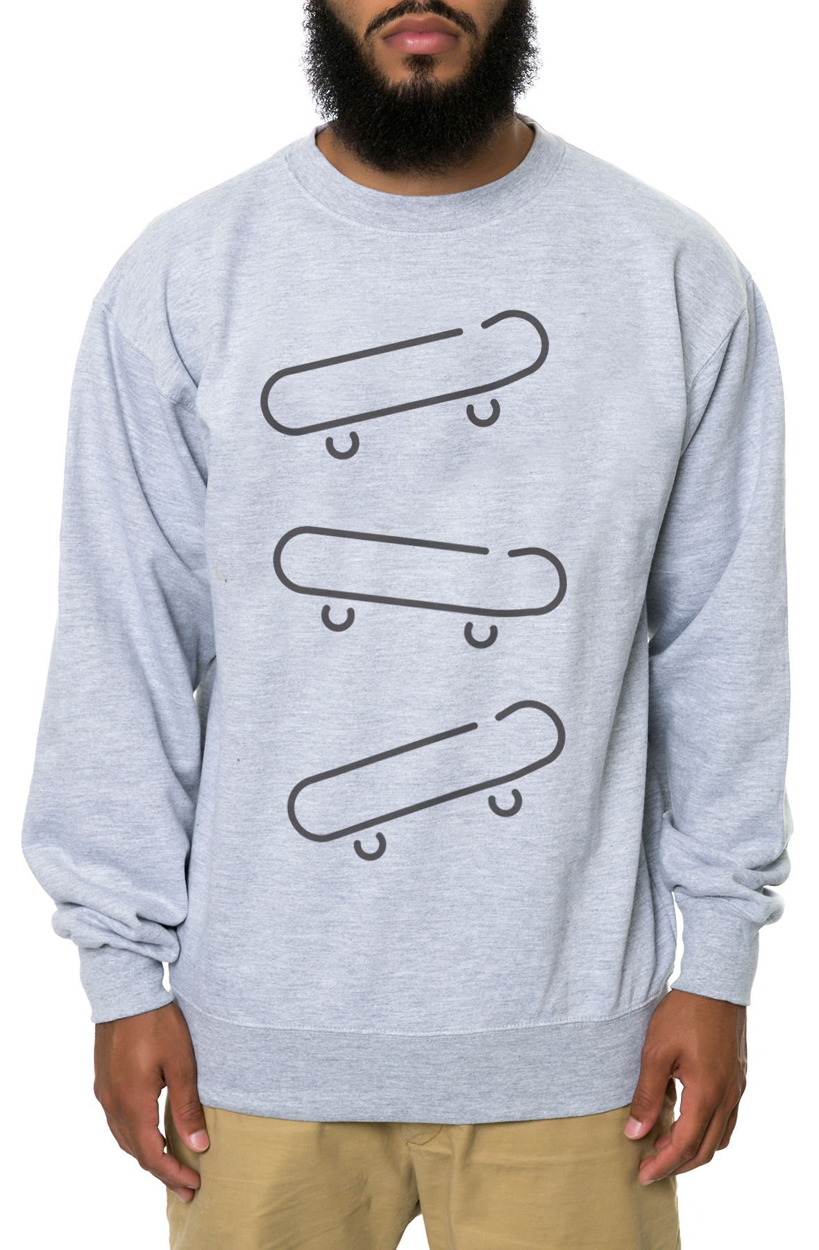 The Skateboard Crewneck Sweatshirt in Heather Grey