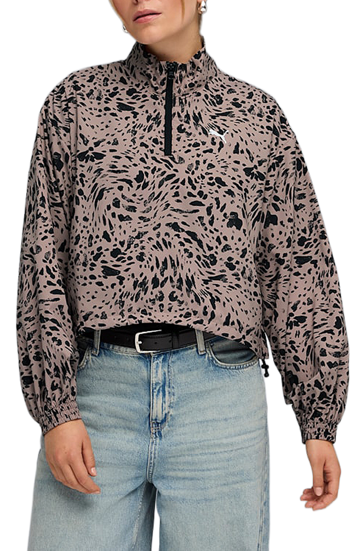 Essentials Animal Print Half-Zip Jacket
