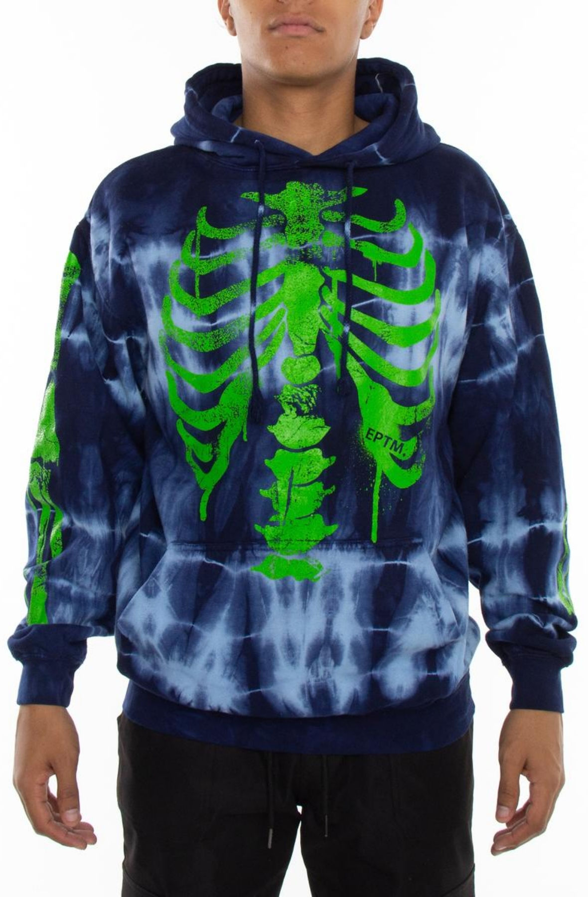 skeleton with blue hoodie