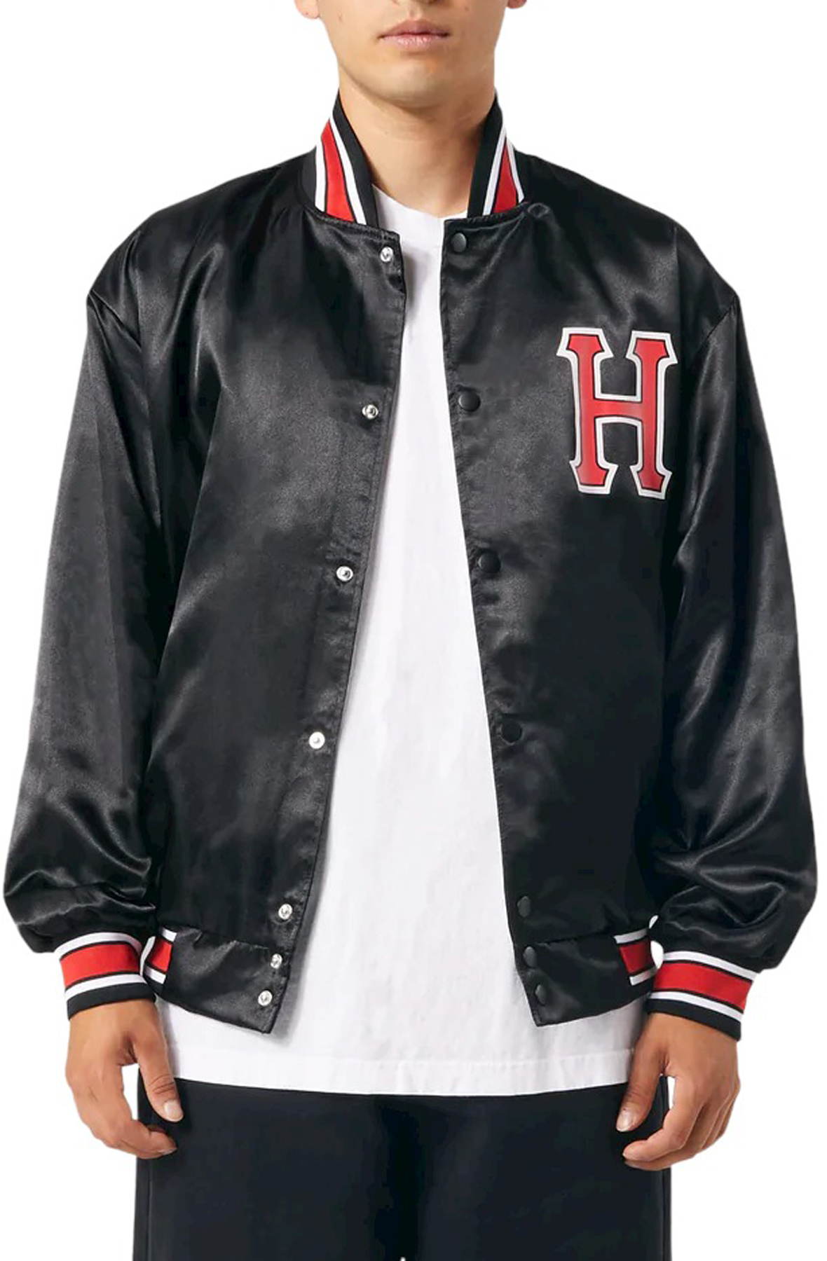 HUF Crackerjack Satin Baseball Jacket JK00372-BLACK - Karmaloop