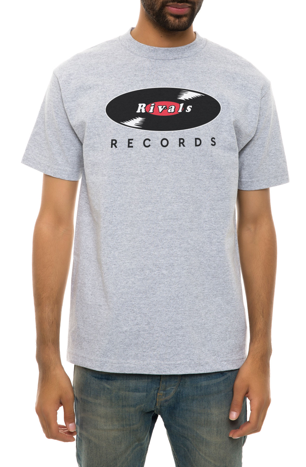 The Diss Record Tee in Heather Grey