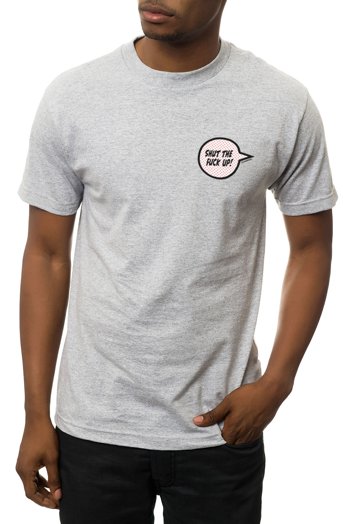 The STFU Tee in Heather Grey