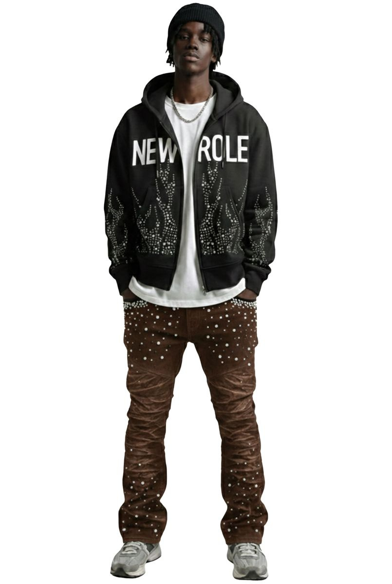 Men's Flocking surface Stacked Pants