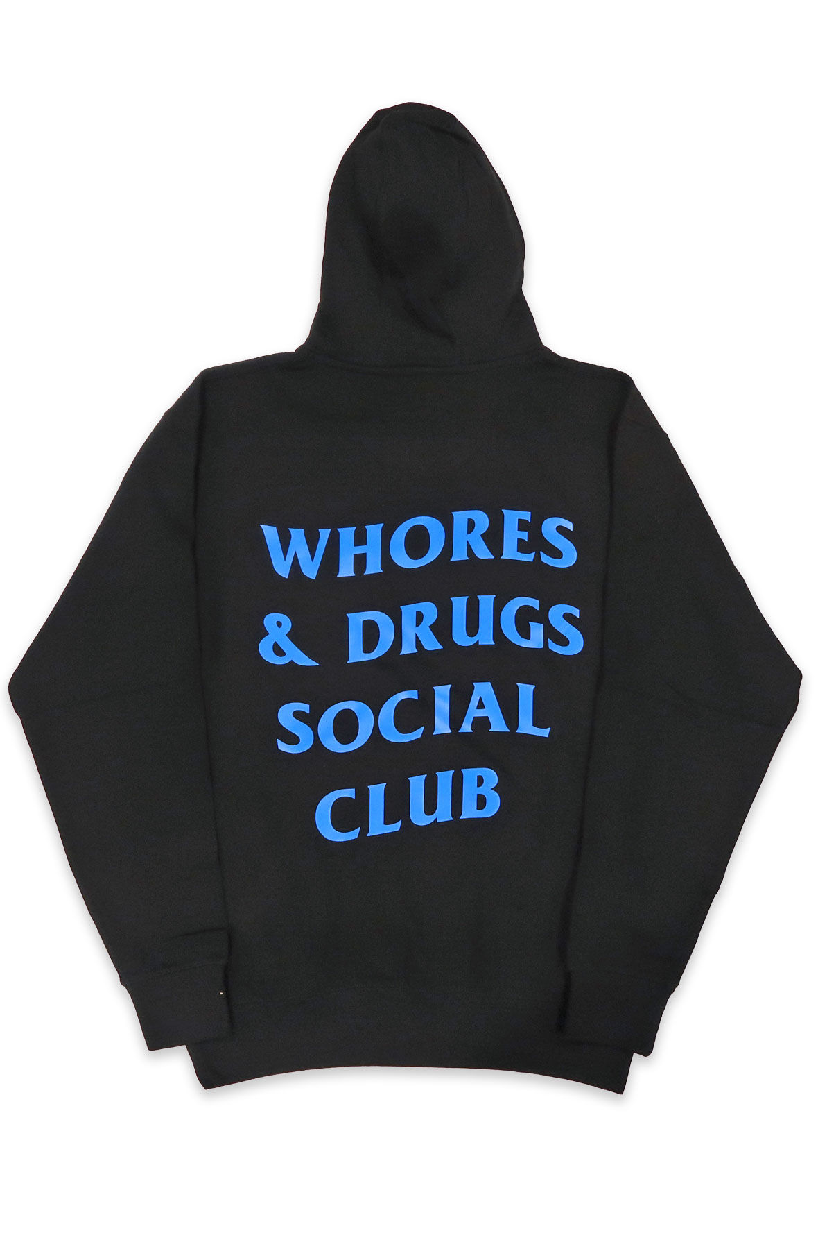 Whores and Drugs Hoodie in Black and Blue