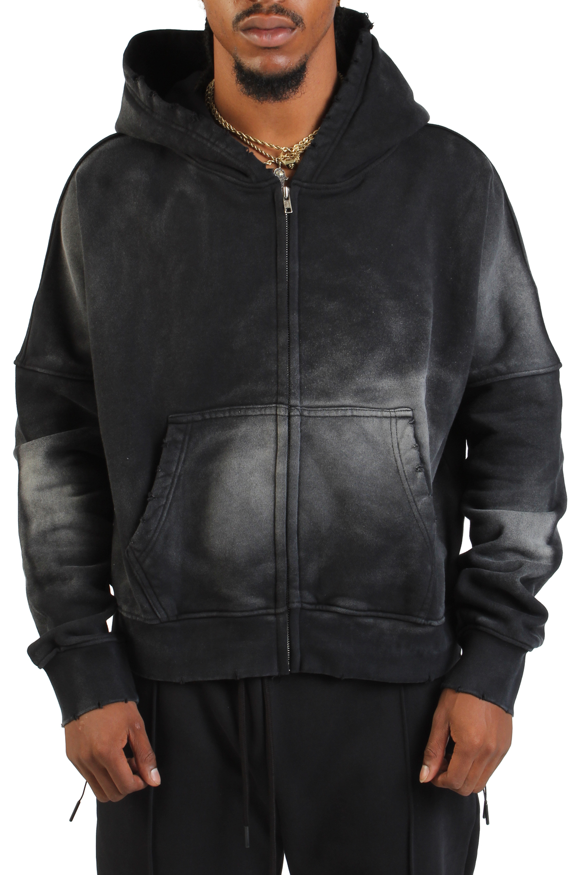 SHIEKH VENDOR Coupe Distressed Zip Hoodie COUPEHOOD001-ACID