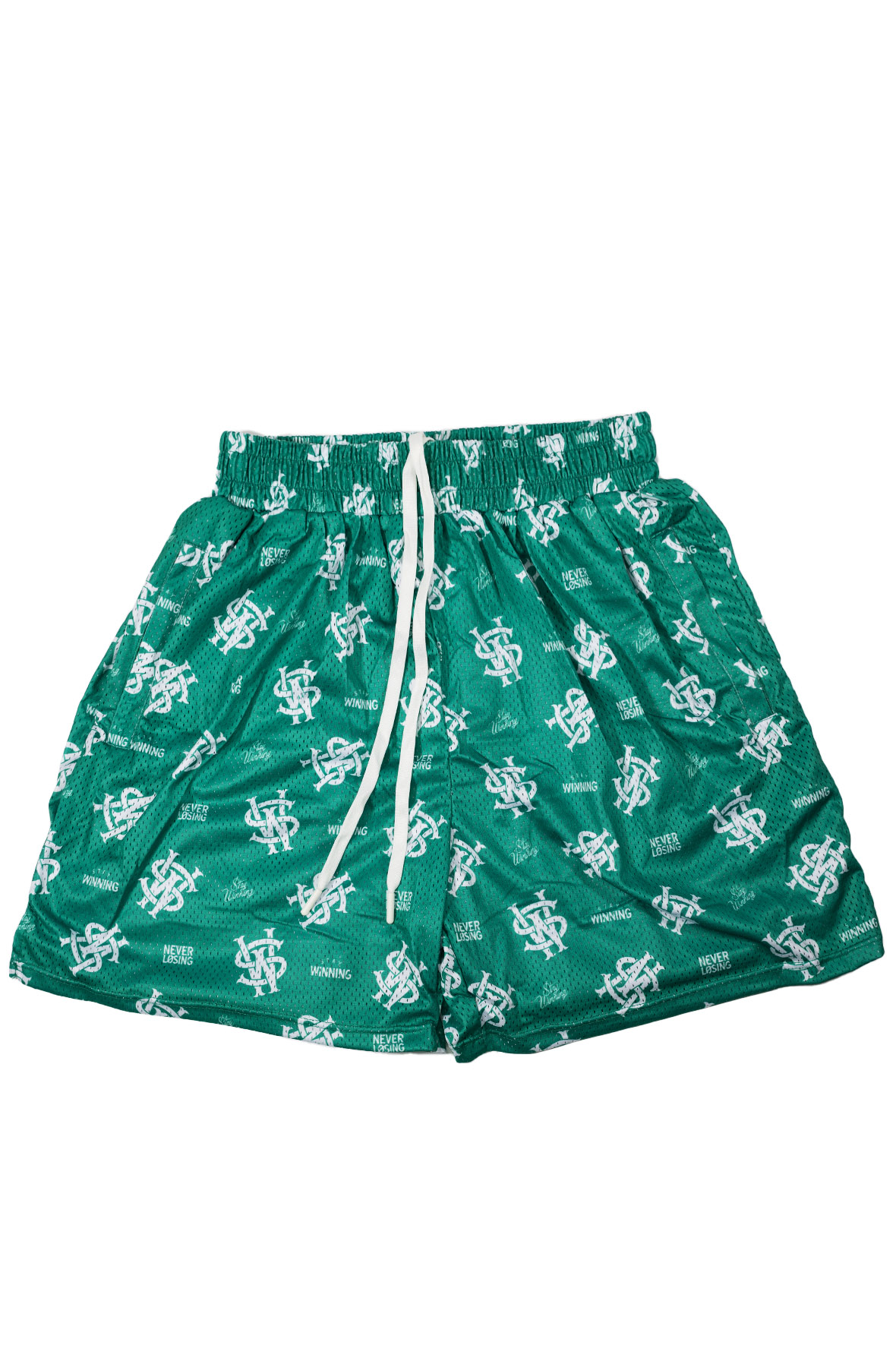 Stay Winning All Over Logo Green Hoop Shorts