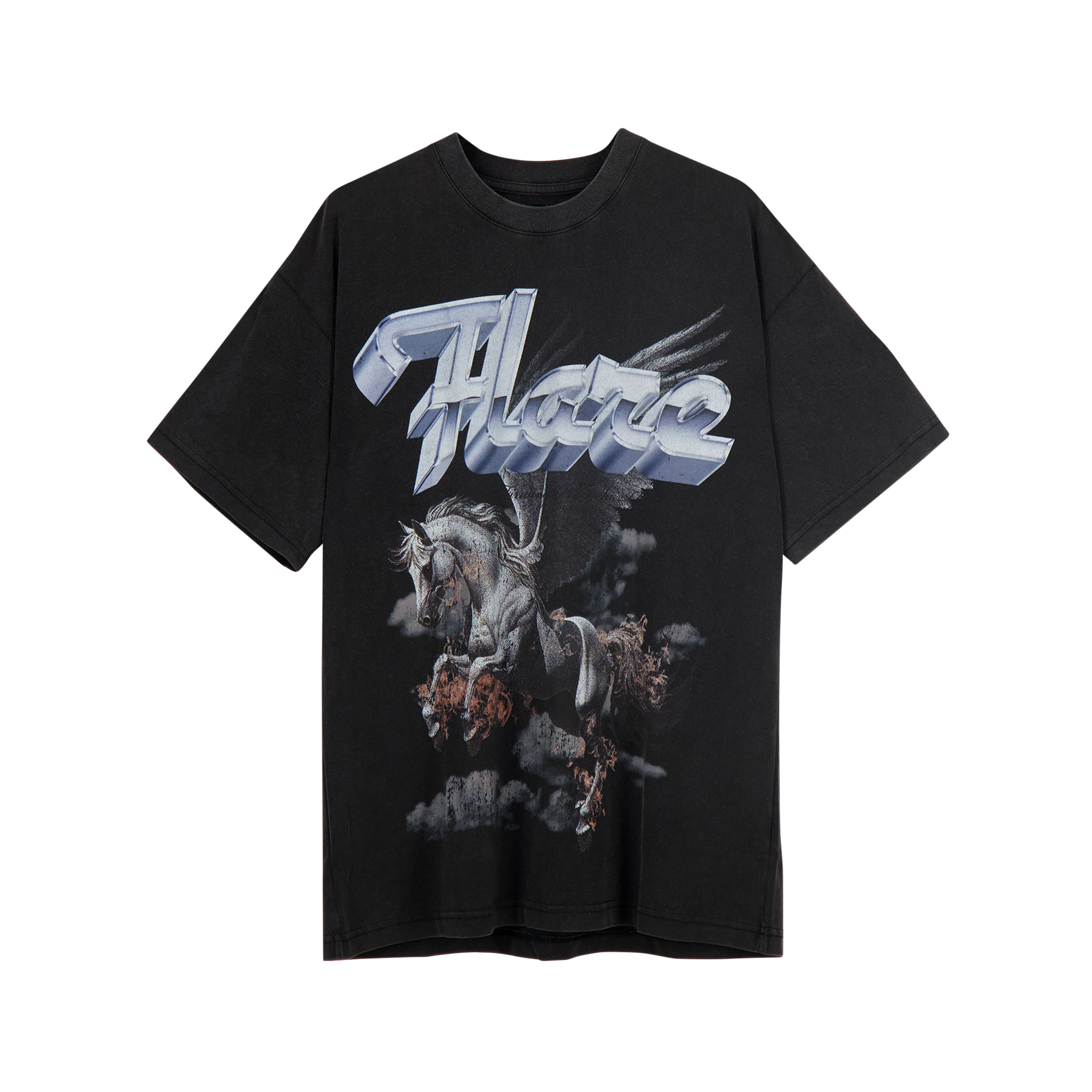 Pegasus T Shirt Washed Black