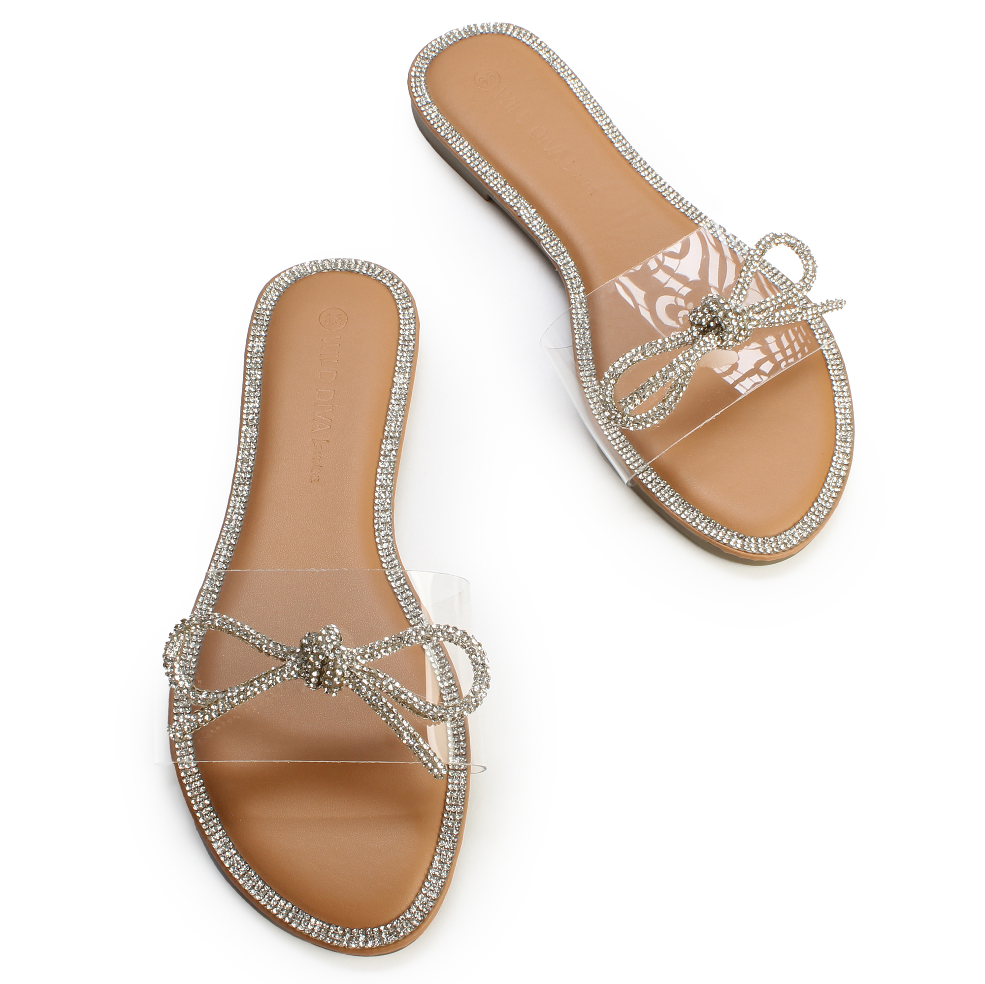 Roo-09 Rhinestone Bow Flat Sandal