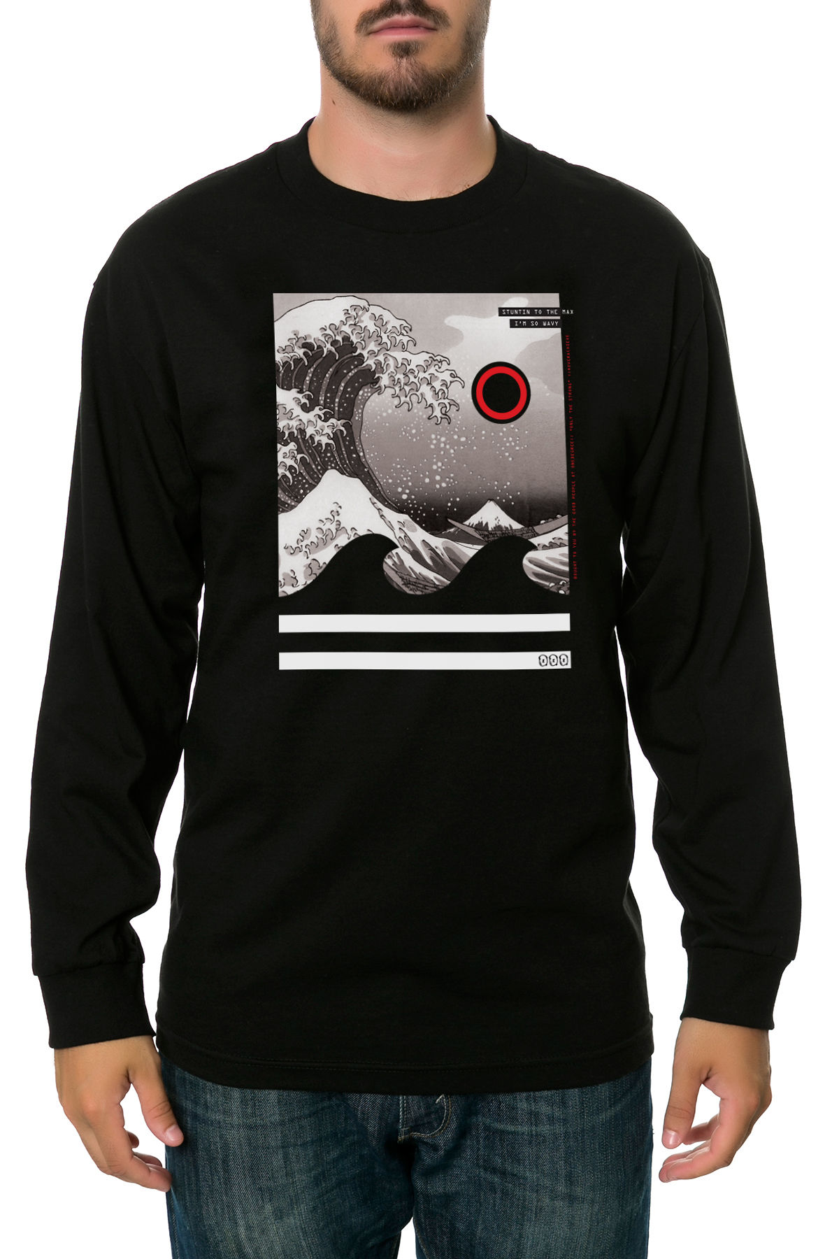 The Wavy Long Sleeve Tee in Black