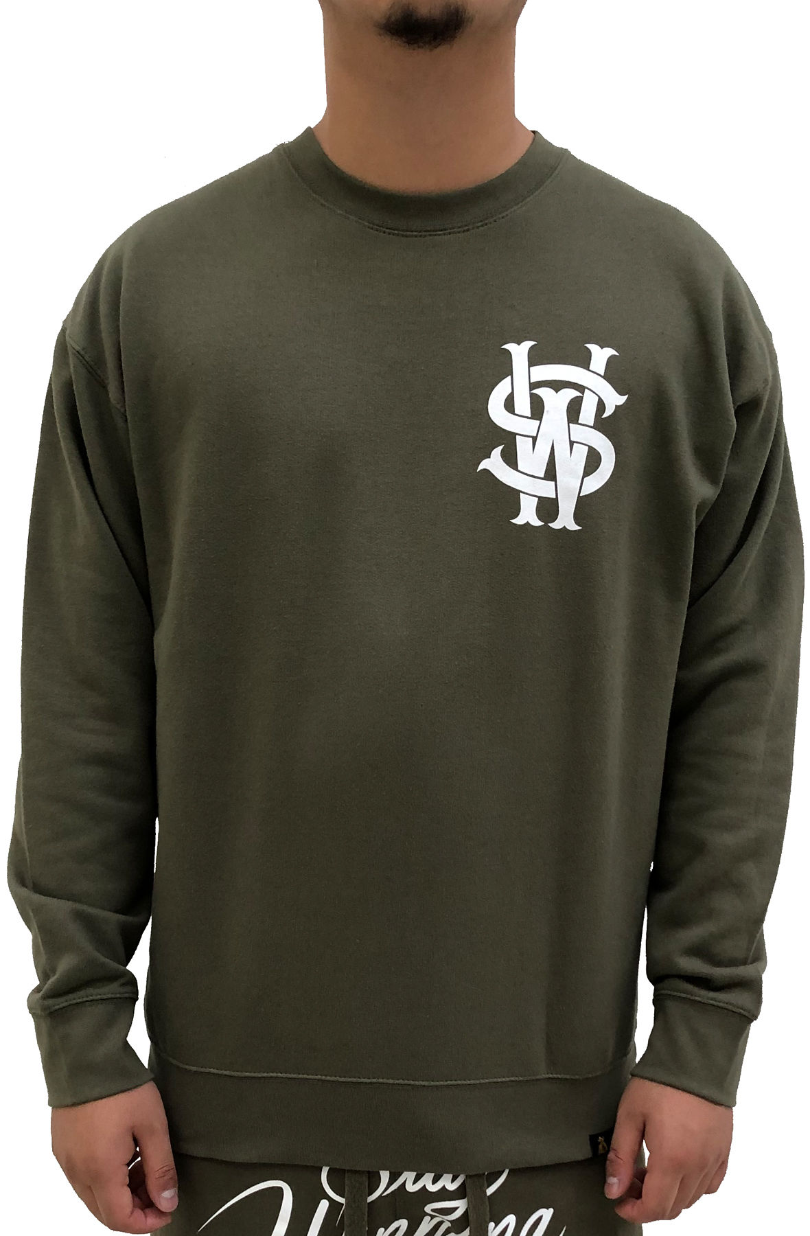 Stay Winning Original Logo Olive/White Crewneck Sweater