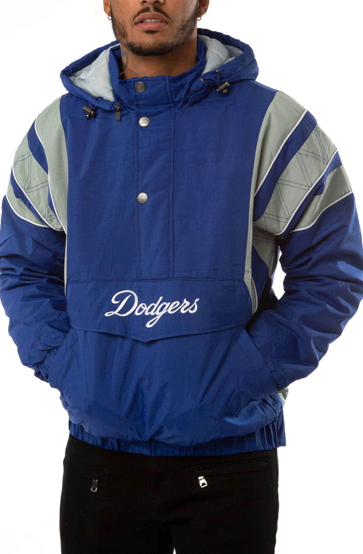 STARTER Los Angeles Dodgers Nylon 1/2 Zip Pullover Jacket LS950066LAD -  Karmaloop