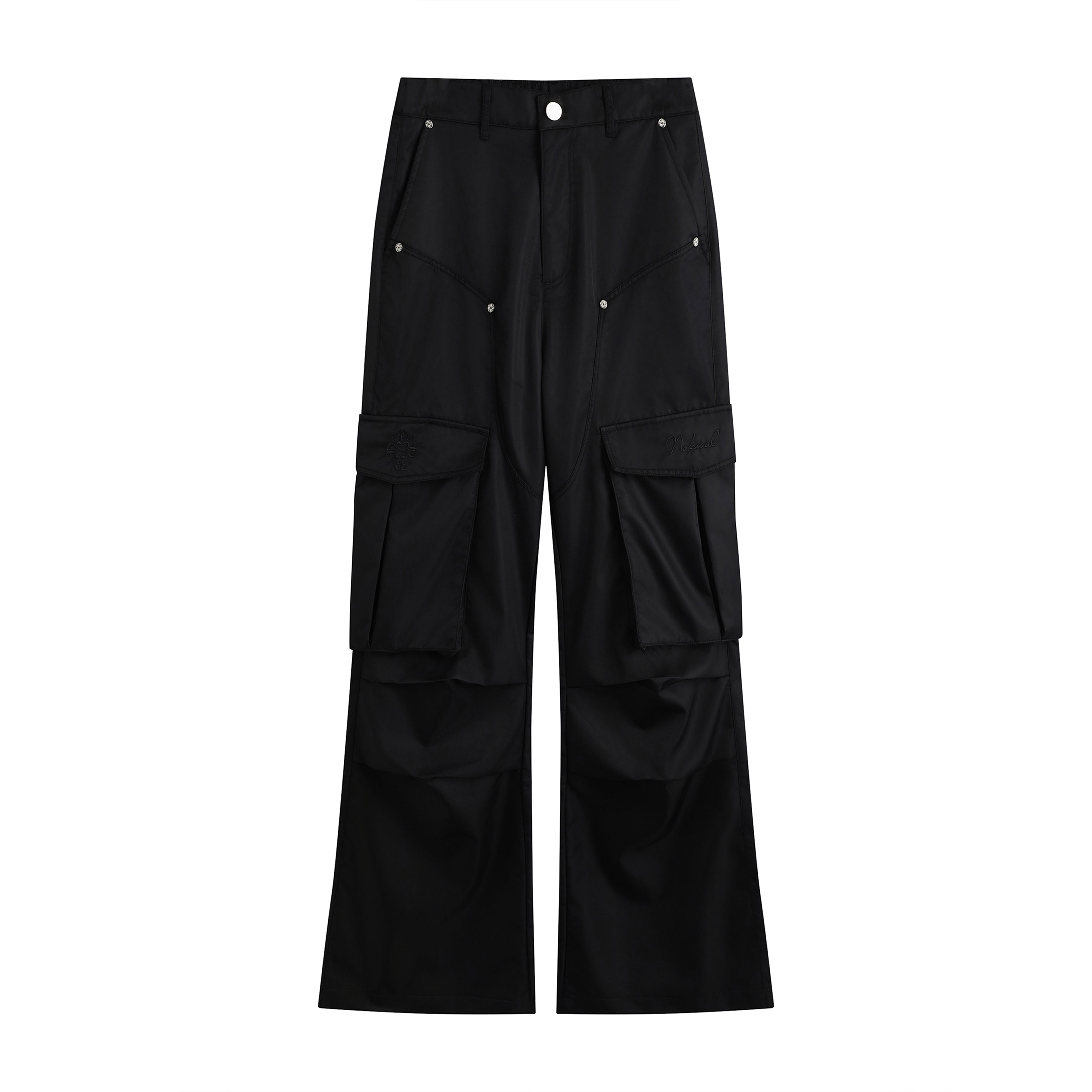 Black Cargo Flare Pants