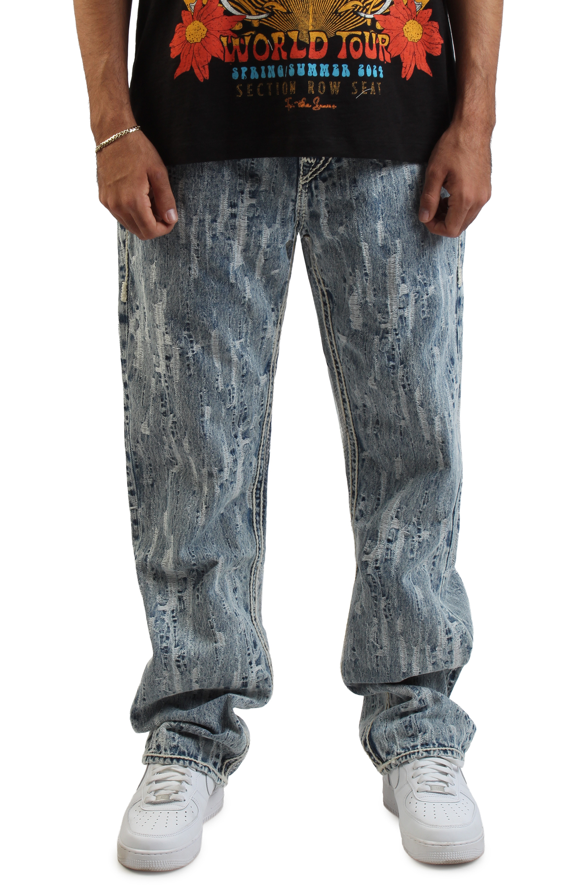 Distressed Jacquard Ricky Rope Pants