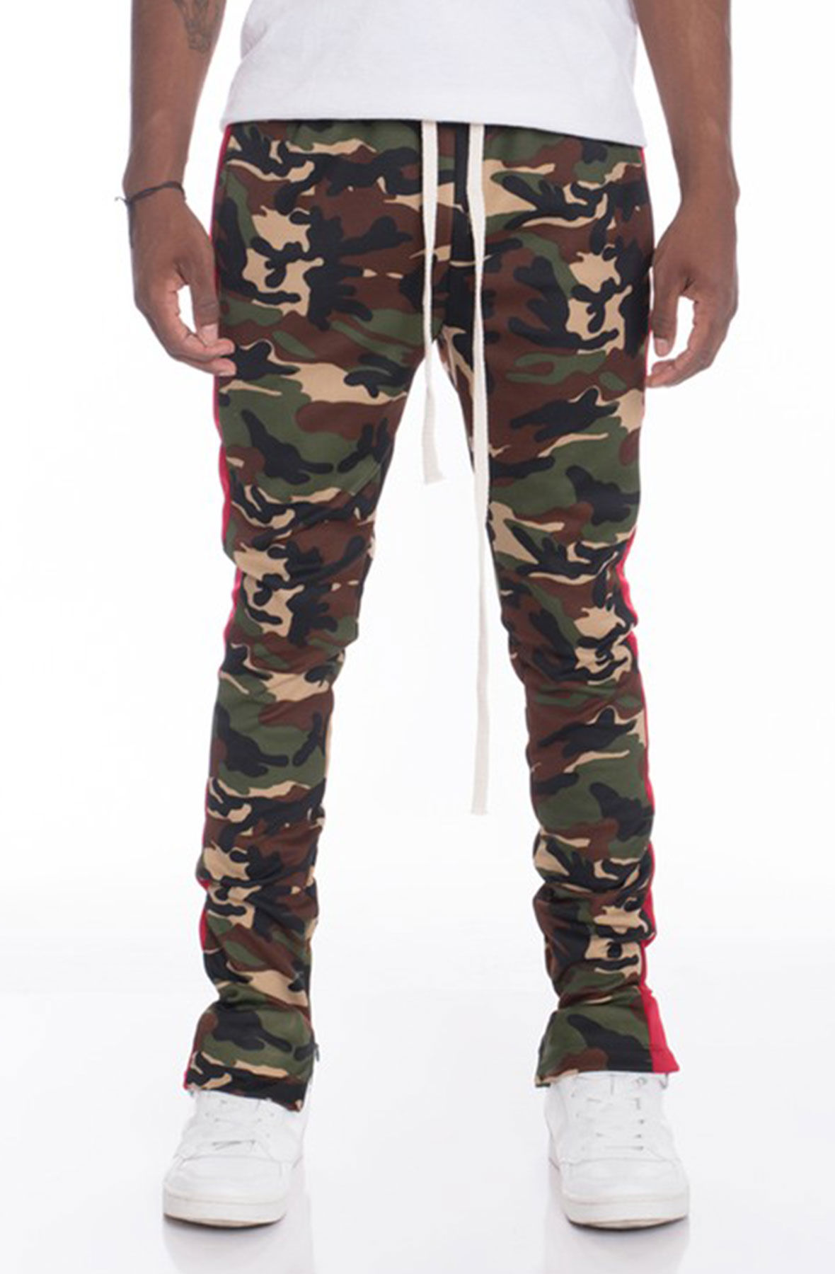 Camo Track Pants in Camo/Red