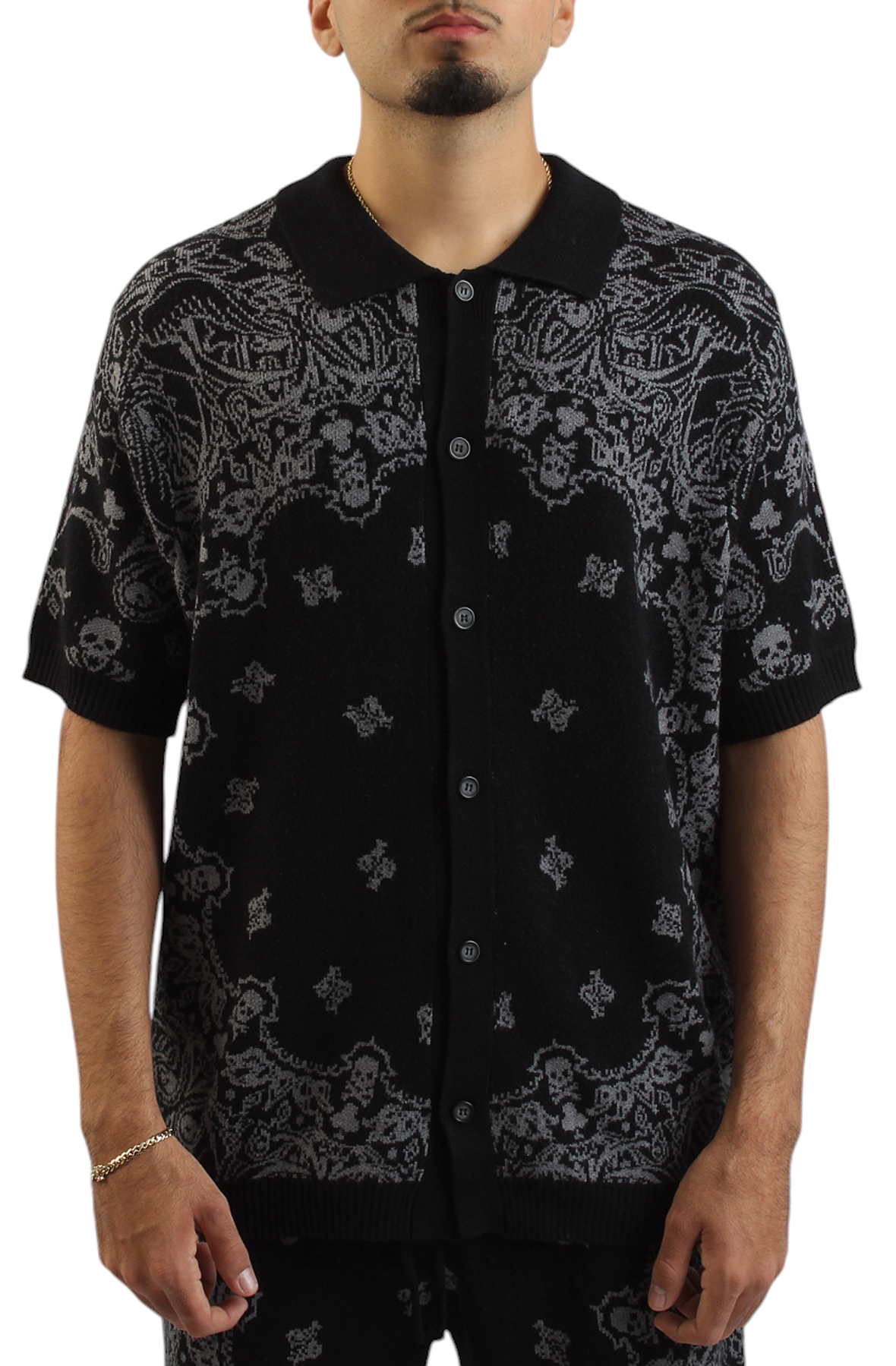Paisley Knit Button-up Shirt