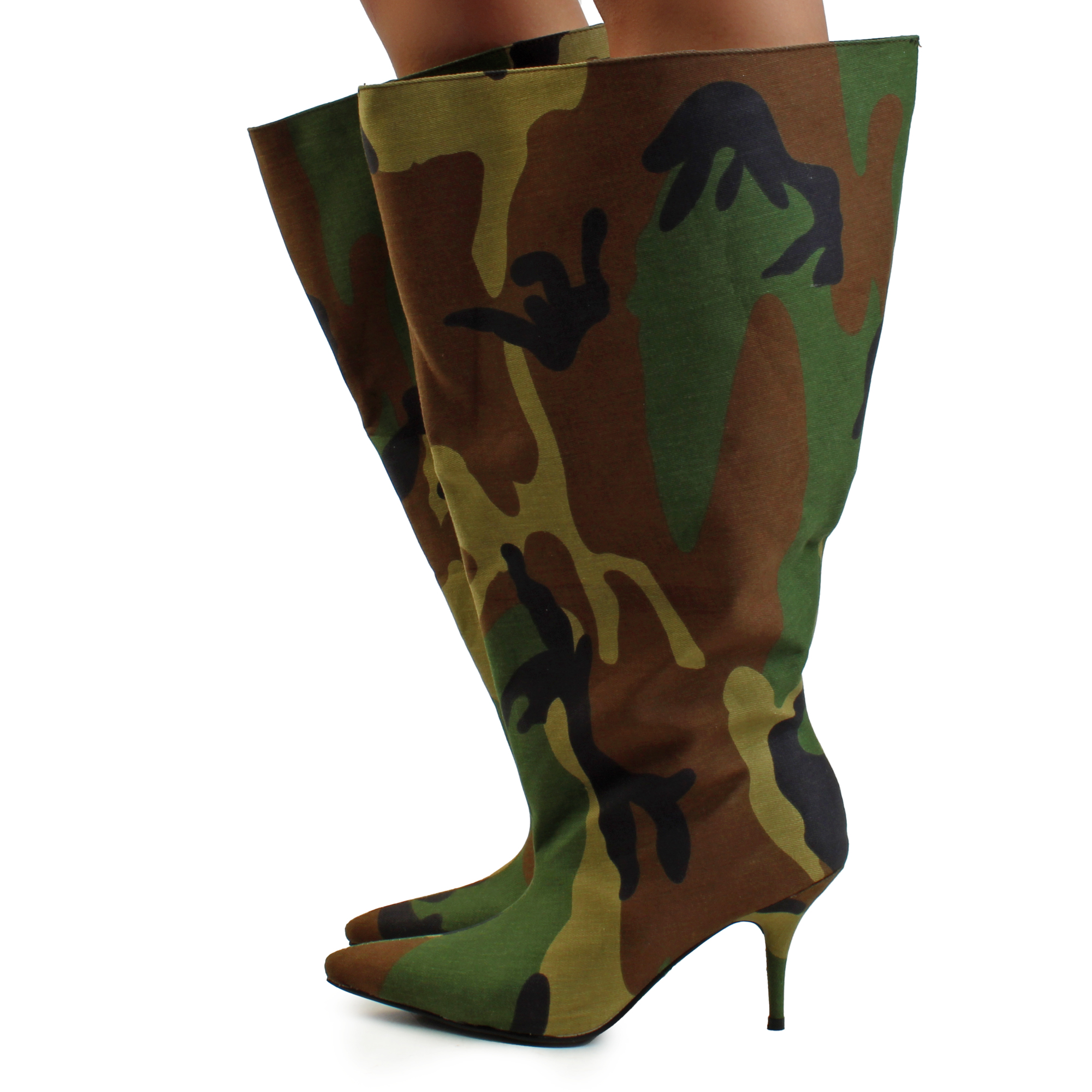 Brighten-Camo Oversized Knee High Stiletto Boot