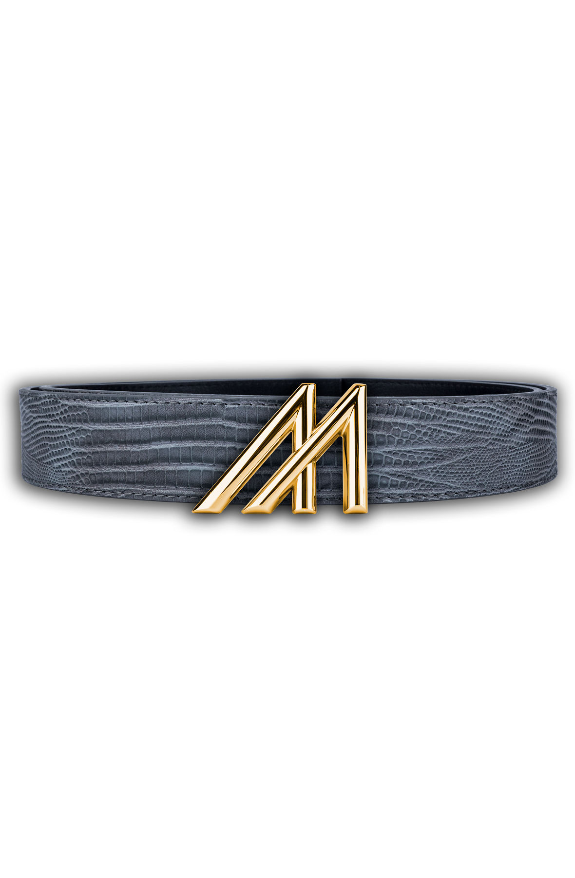 Mint Lizard Leather Belt - Gray