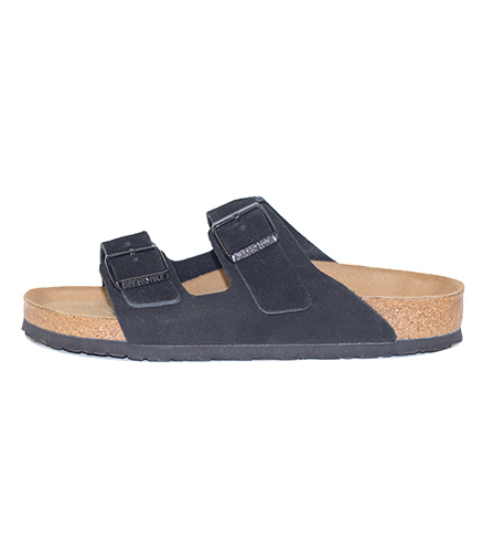 Birkenstock Unisex: Arizona Soft Footbed Black Suede Sandal