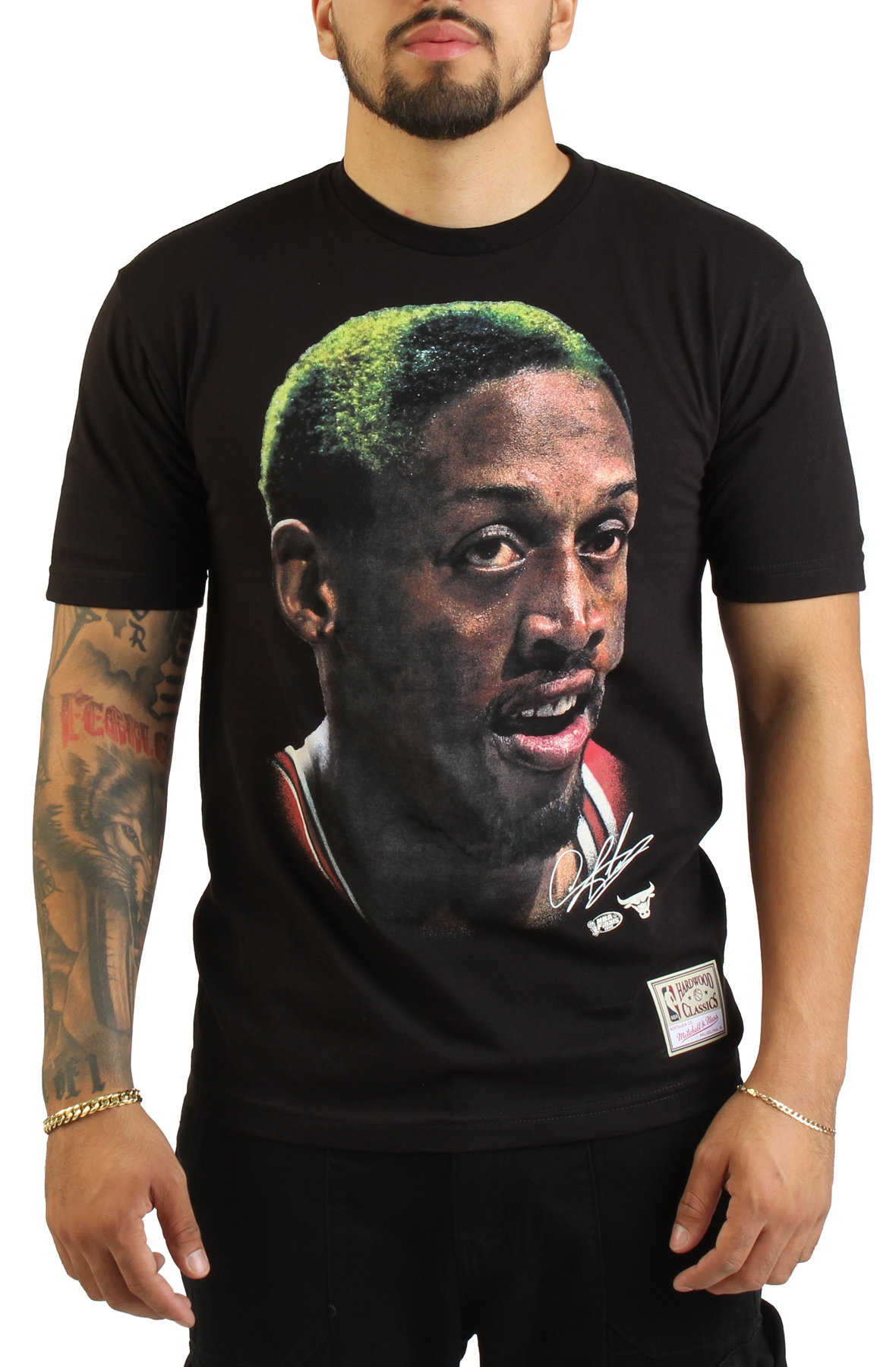 Dennis Rodman Chicago Bulls Black Real Big Face Player T-Shirt