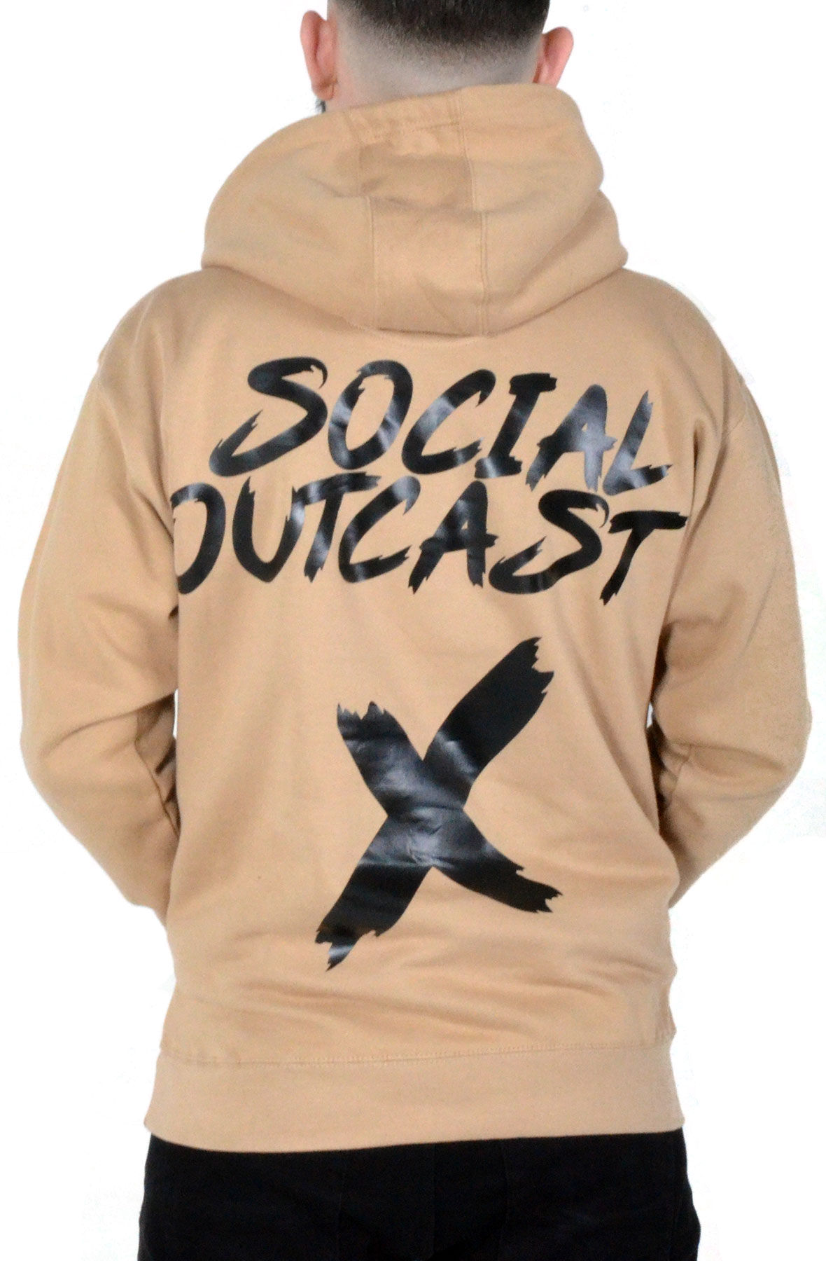 Social Outcast Hoodie in Khaki and Black