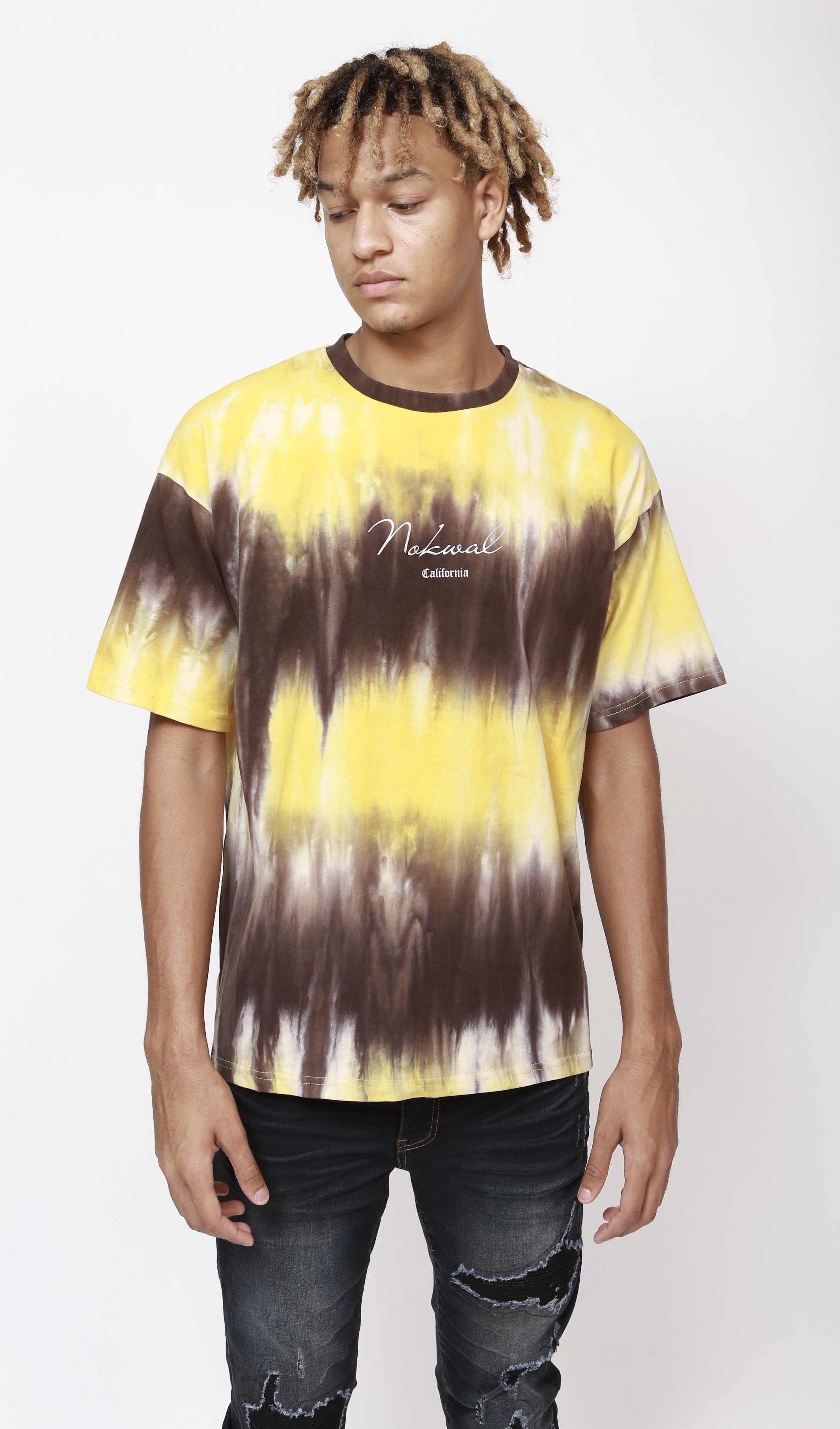 NOKWAL Yellow/Brown Tie Dye T Shirt 202012YTDT - Karmaloop