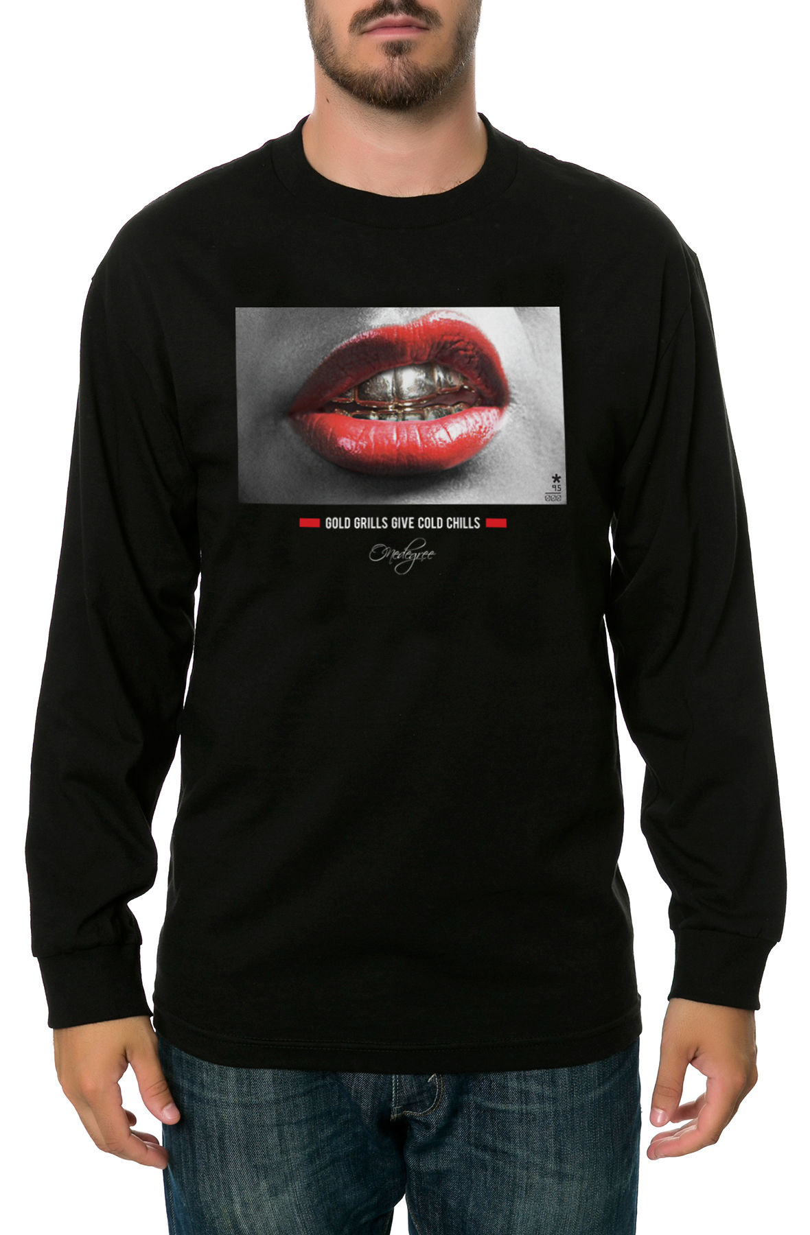 The Gold Grillz Long Sleeve Tee in Black