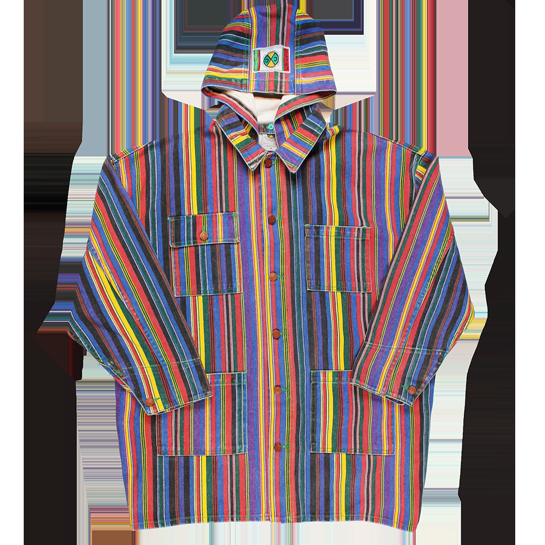 Cross Colours Stripe Hooded Barn Jacket - Multi