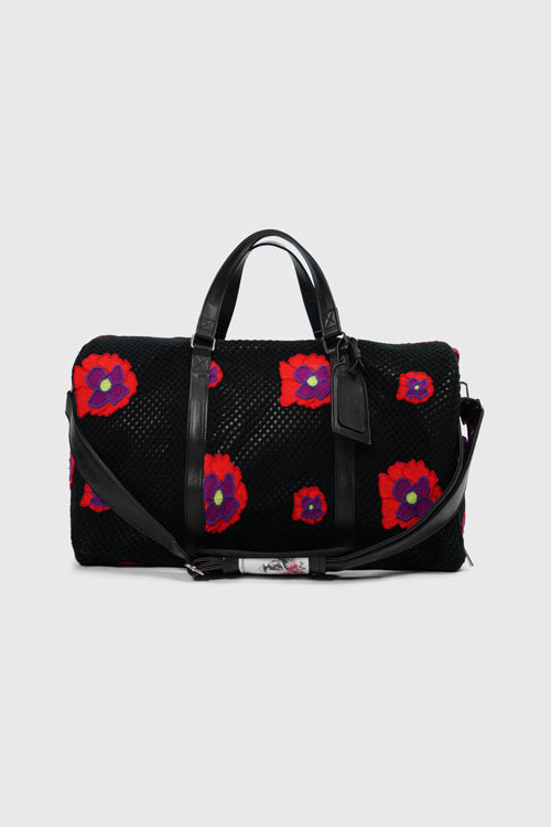 Opium Poppy Flower Crochet Duffel Bag