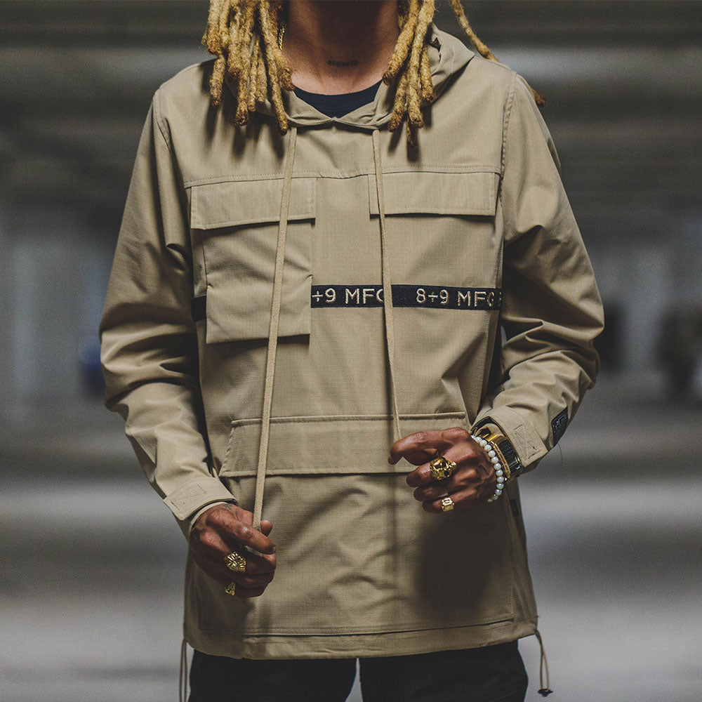 Strapped Up Rip Stop Utility Anorak Jacket Sand