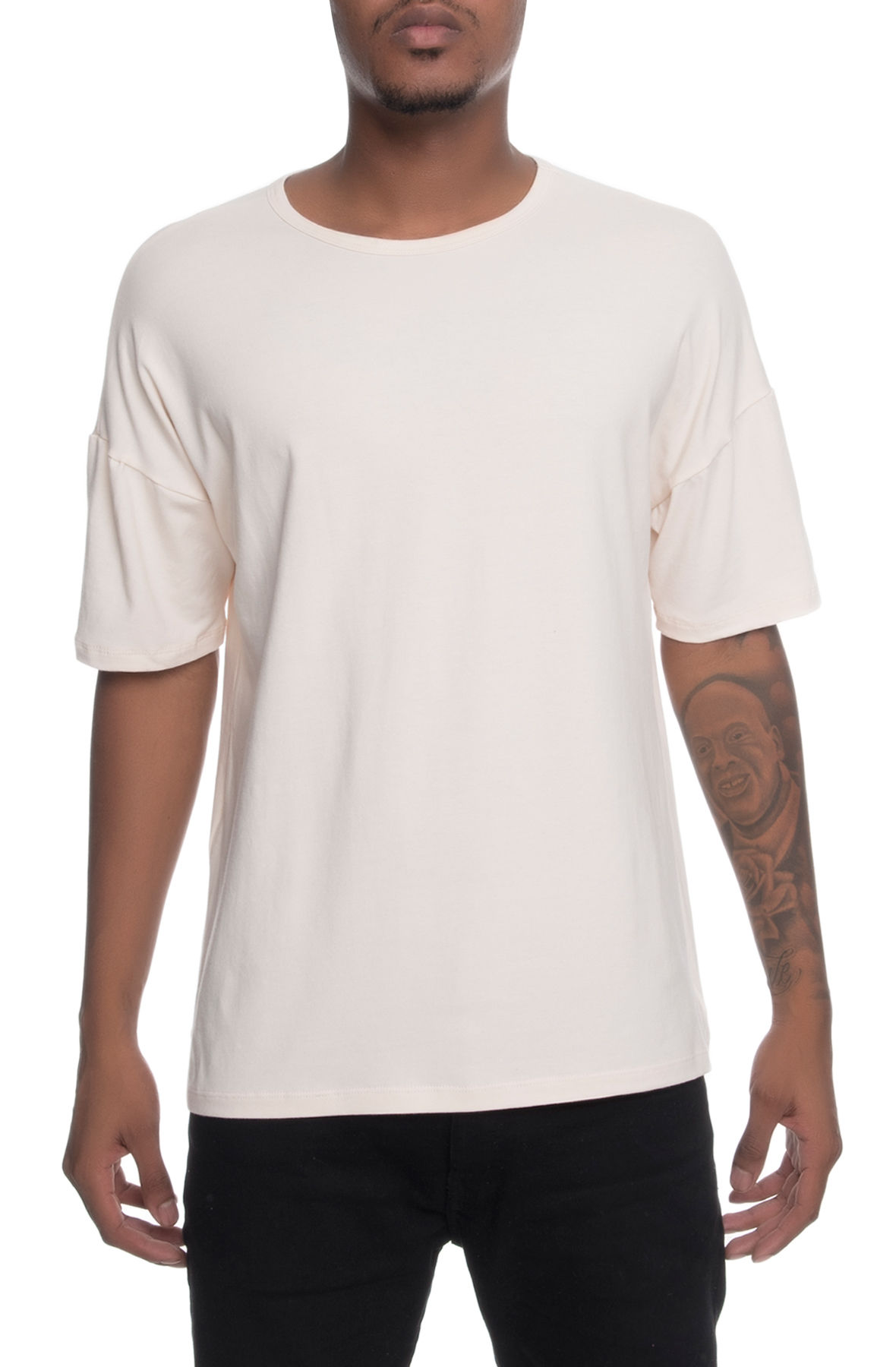 The Drop Shoulder Box Fit French Terry Tee in Off White