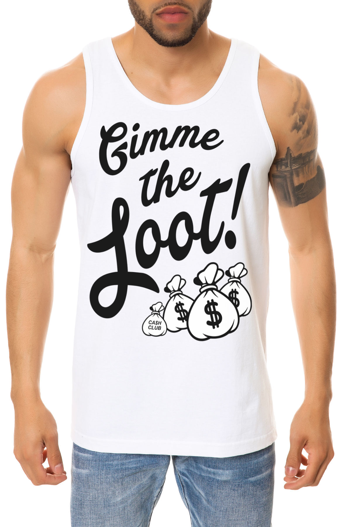 The Gimme the Loot Tank Top in White