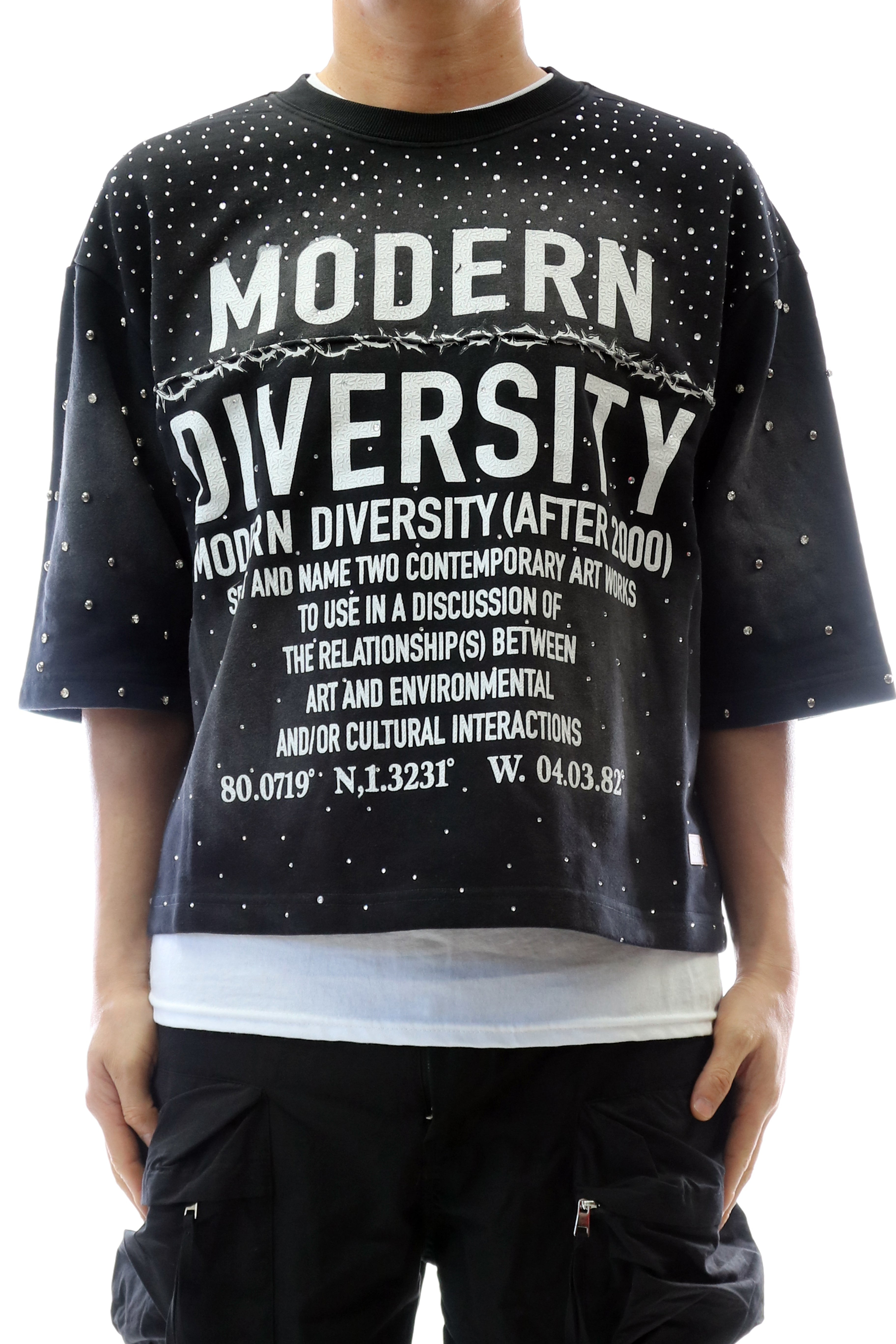 ZIRCON French Terry 3/4 Sleeve Crop Top Tee