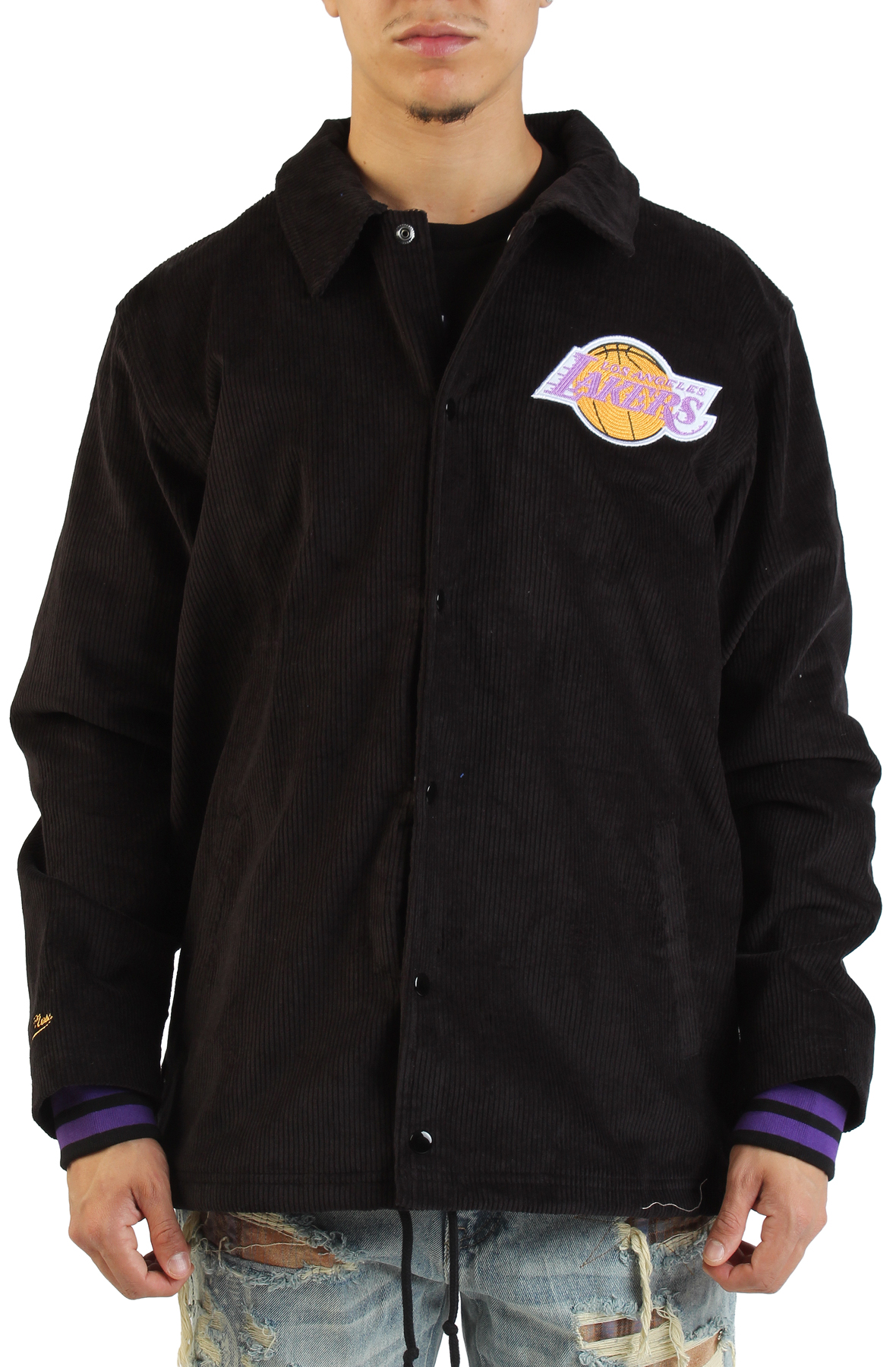 NBA Los Angeles Lakers Logo Off The Bus Corduroy Coaches Vintage Jacket