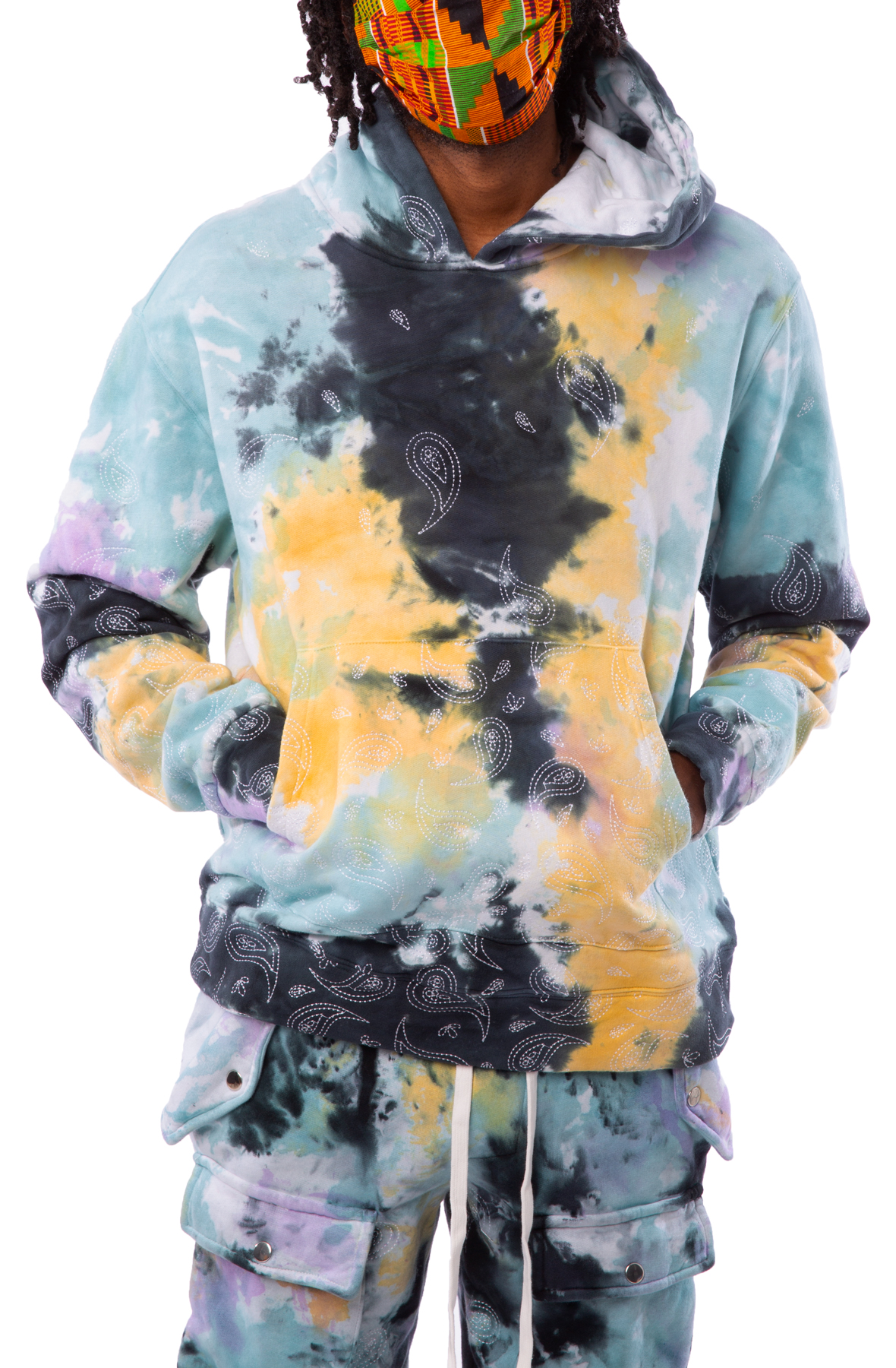 Olive Paisley Tie Dye Hoodie