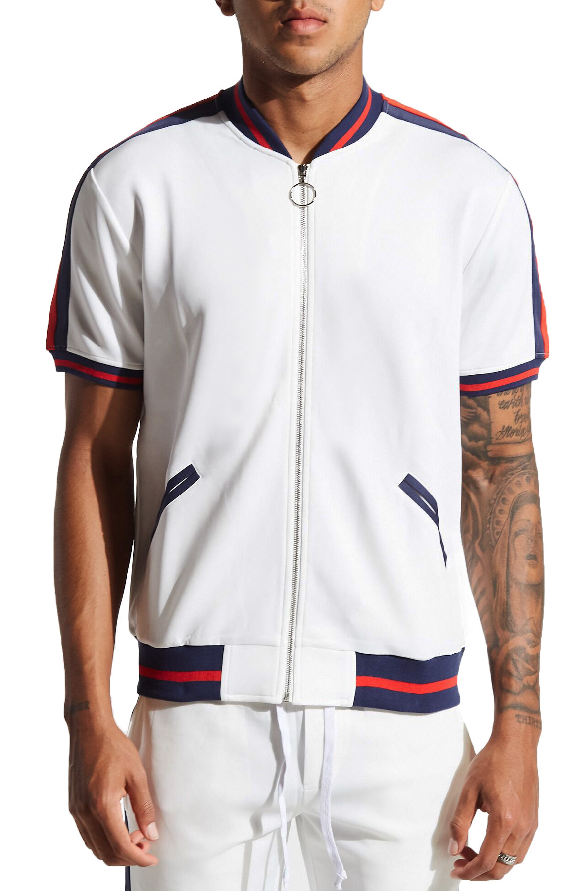 THE KARTER COLLECTION Winston Short Sleeve in White Navy KRTRSMR18