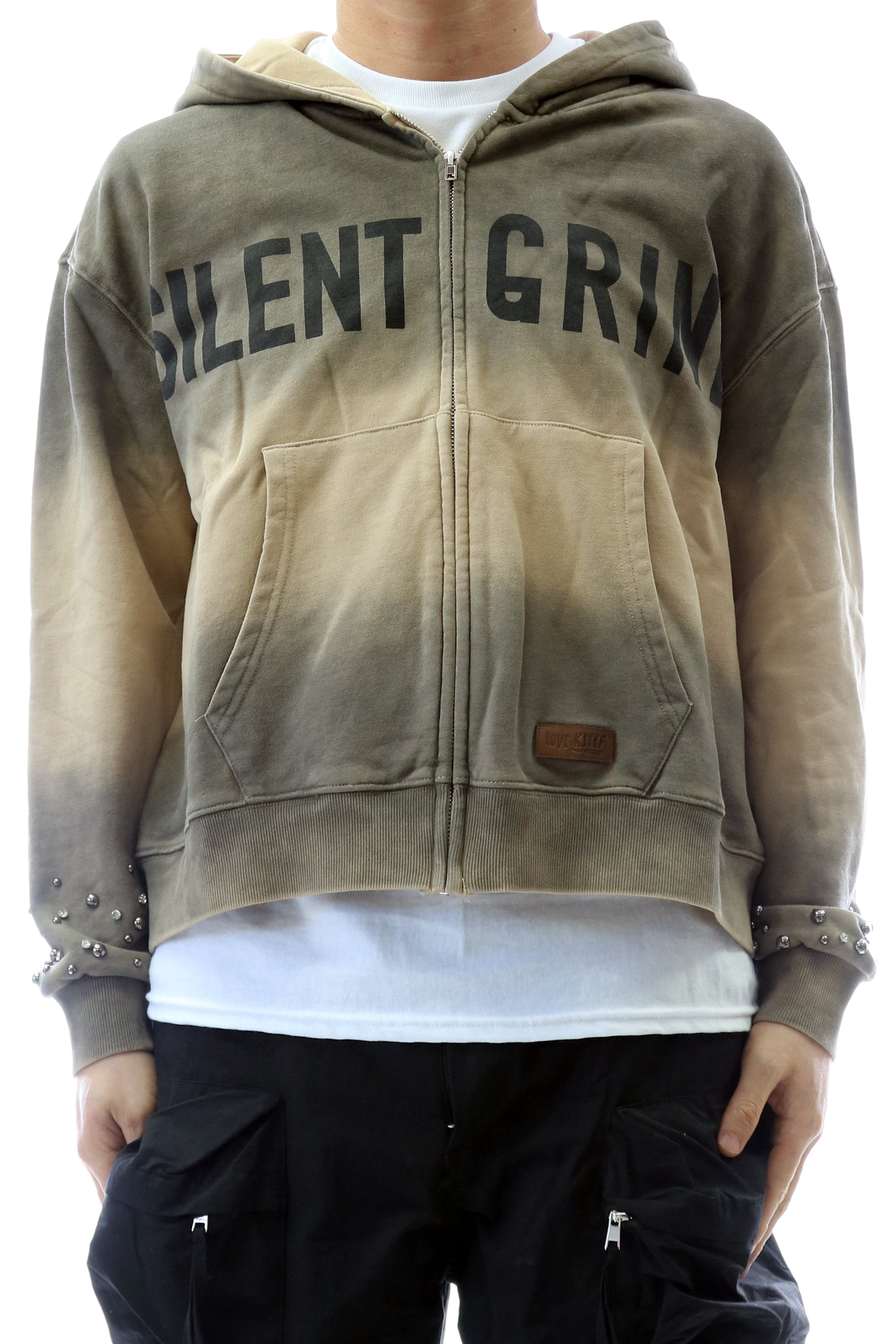 NEW ERIN French Terry Long Sleeve Crop Top Full Zip Hoodie