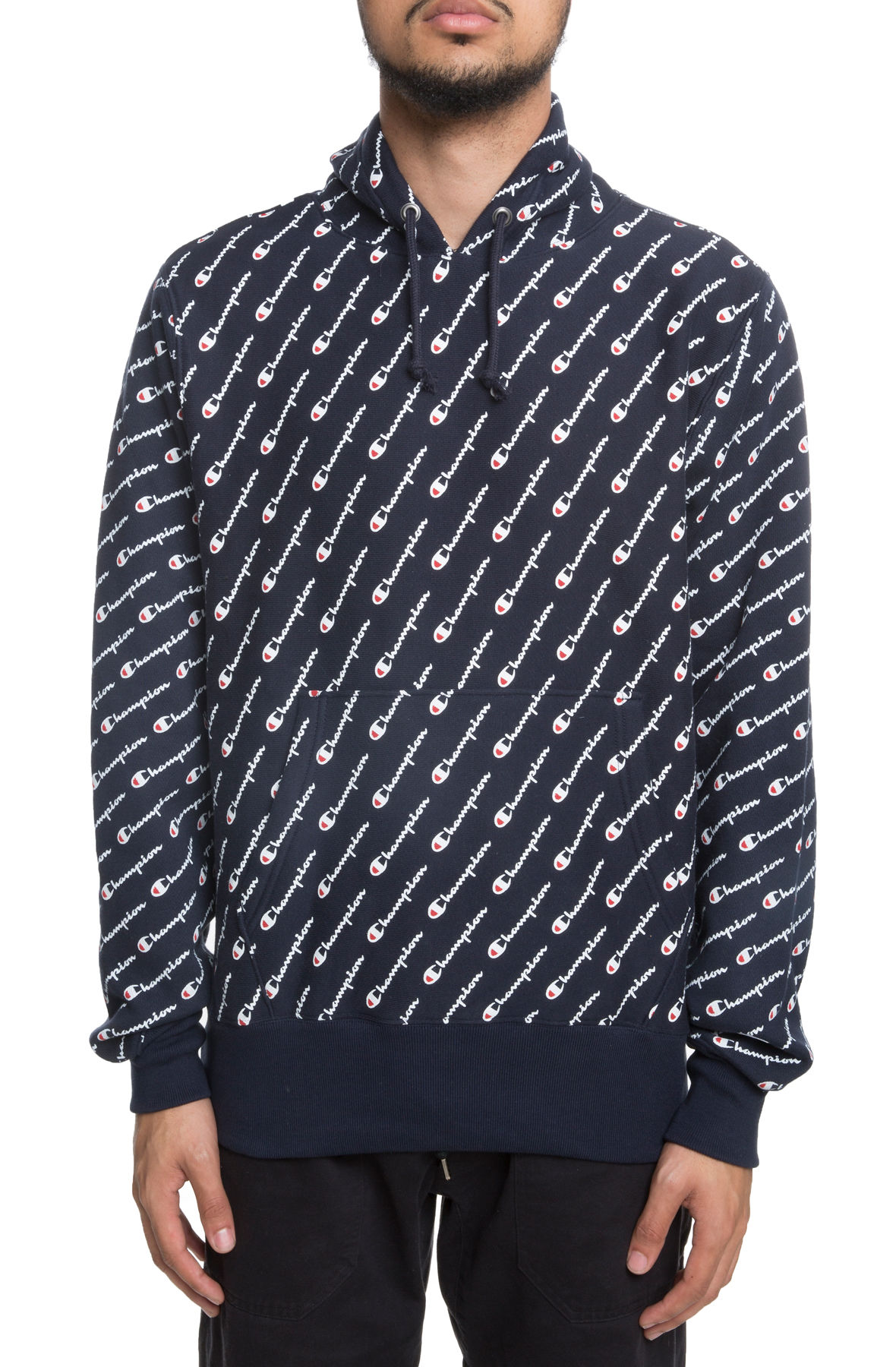 Champion all over outlet print navy hoodie