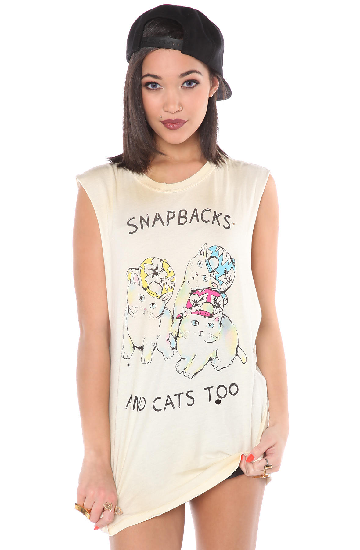 Unif Tee Cats Muscle Tee In White