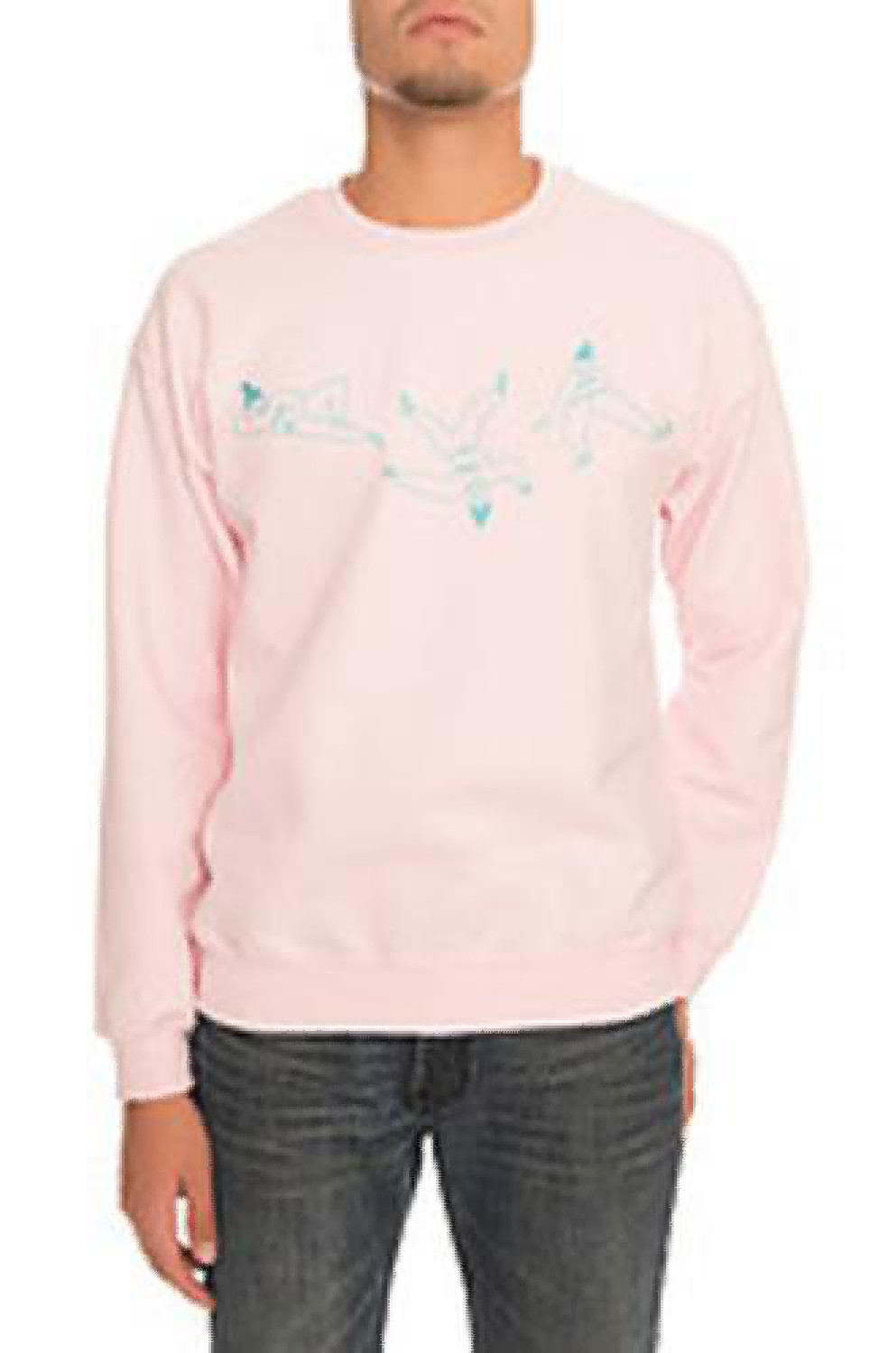 The 3 Lazy God Crewneck Sweatshirt in Light Pink