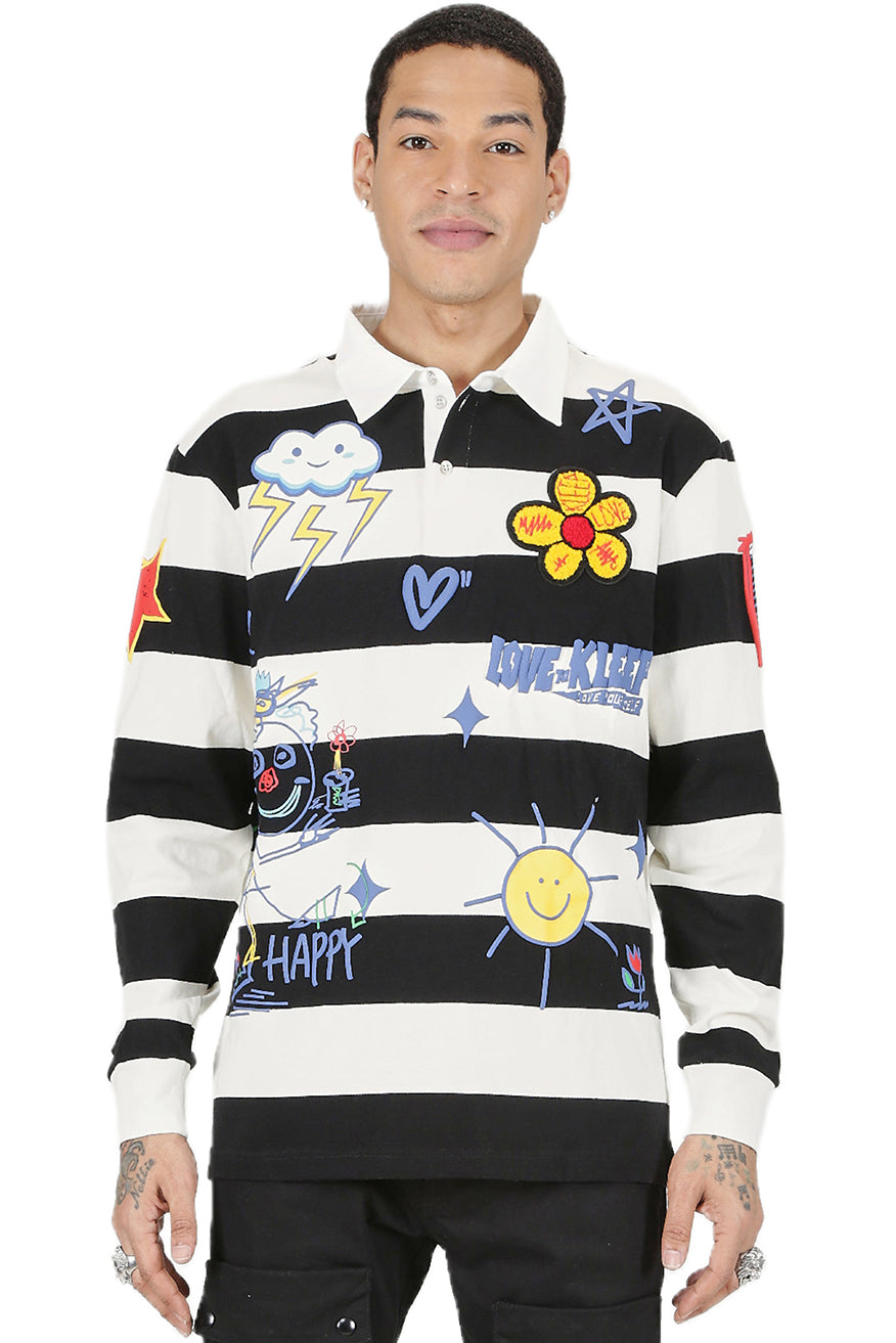 CROW Men's Long Sleeve Polo Shirt