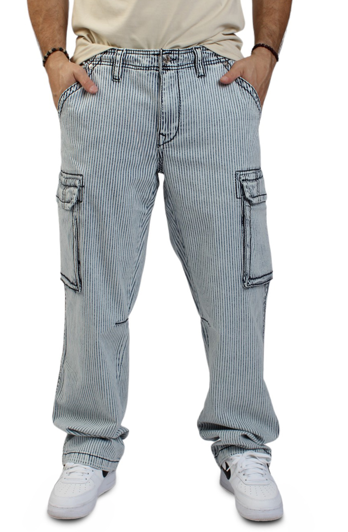 Hickory Stripe Baggy Cargo Pant