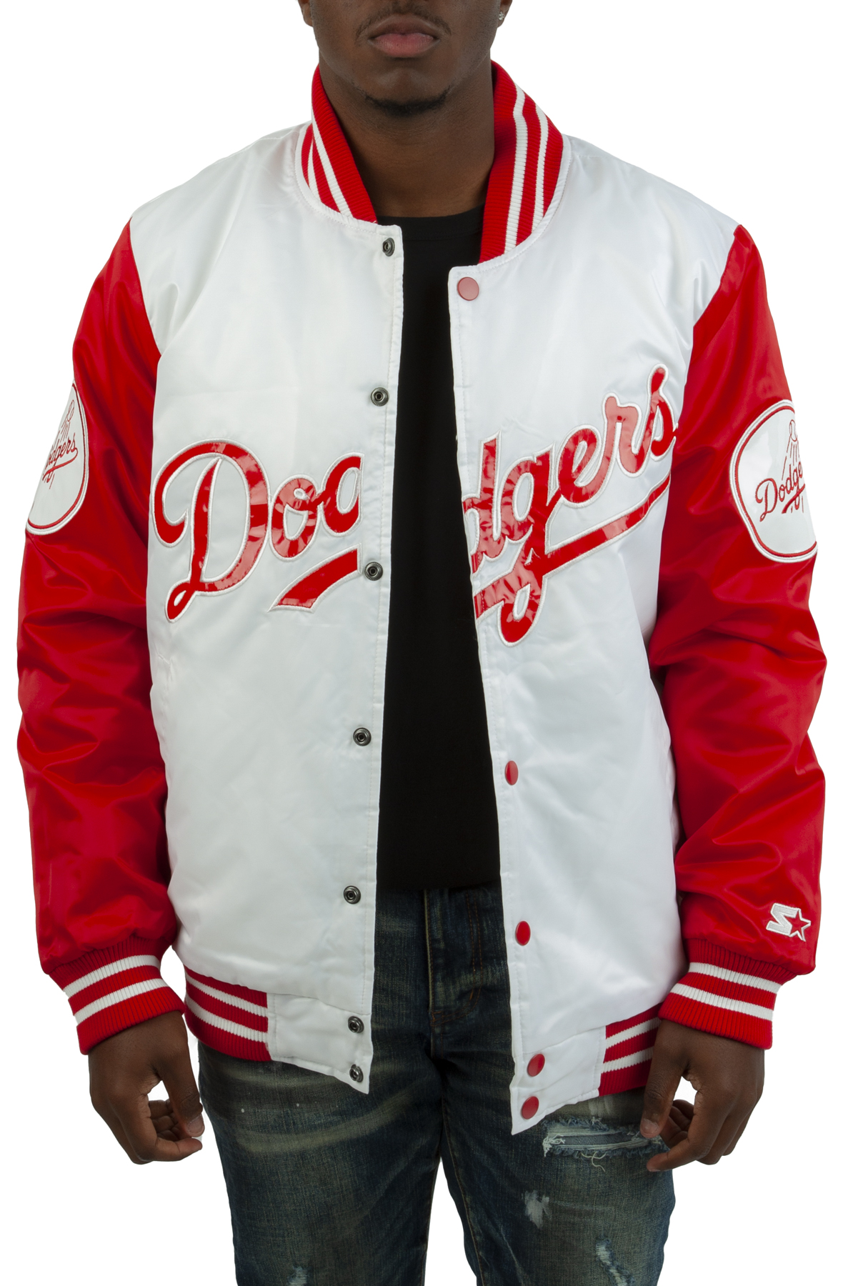 LA Lakers White and Red Satin Jacket