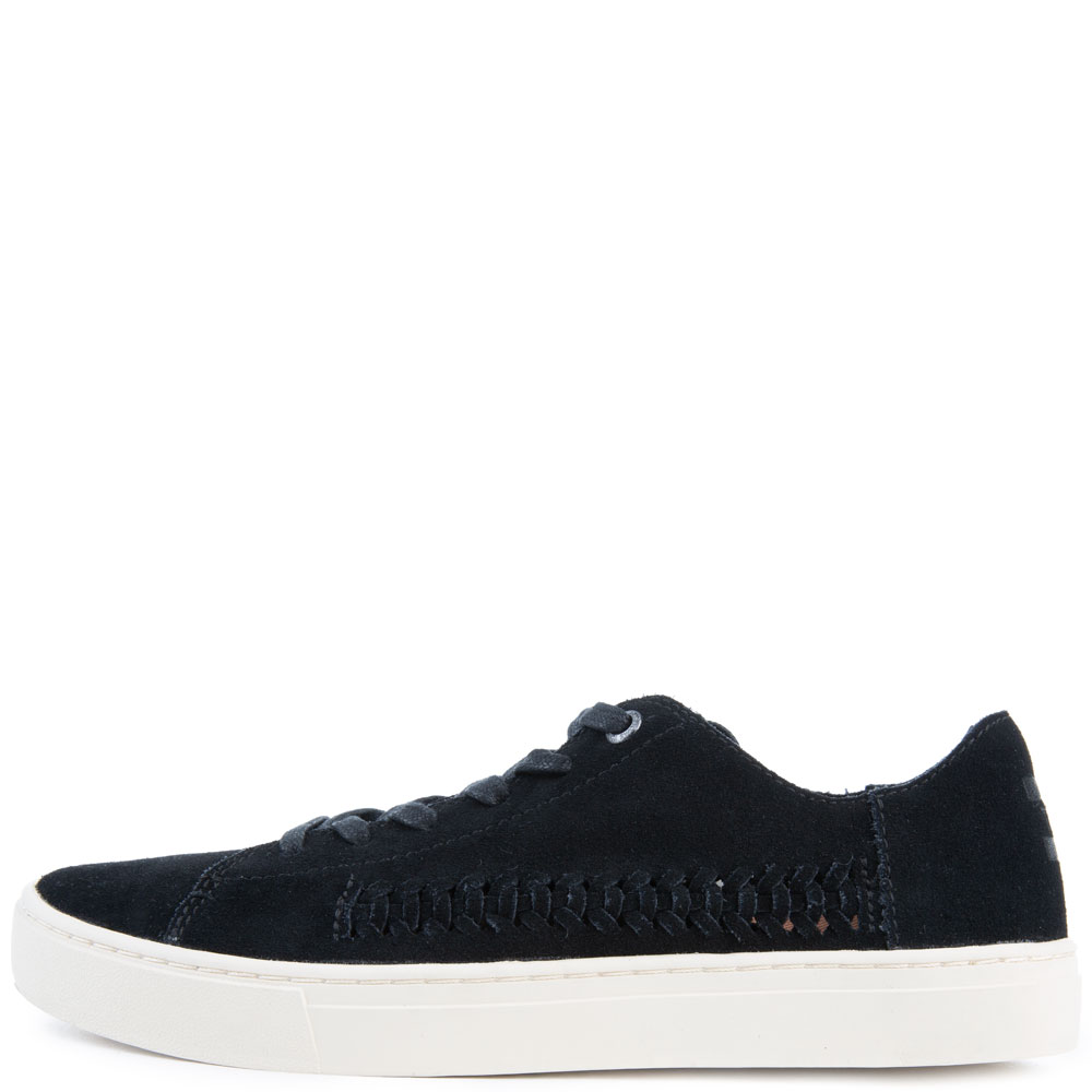 Lenox in Black Deconstructed Suede/Woven Panel