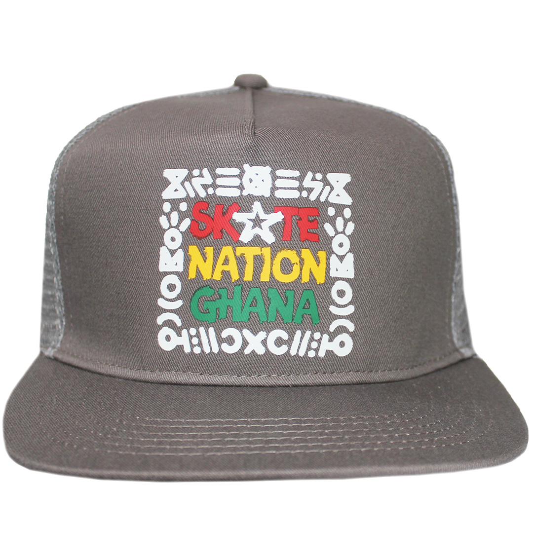 Cross Colours X Skate Nation Tribal Print Trucker Hat - Grey