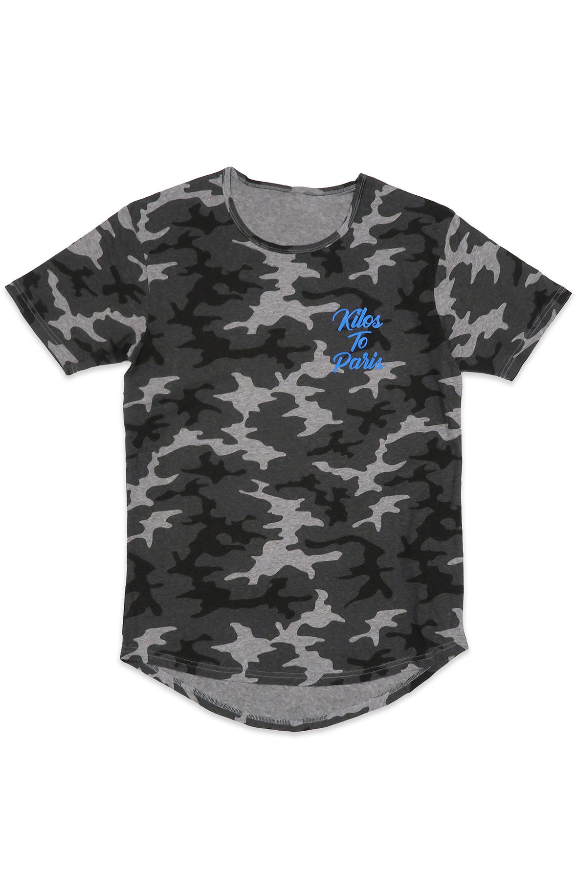 Kilos To Paris Gray Camo Scoop Tee