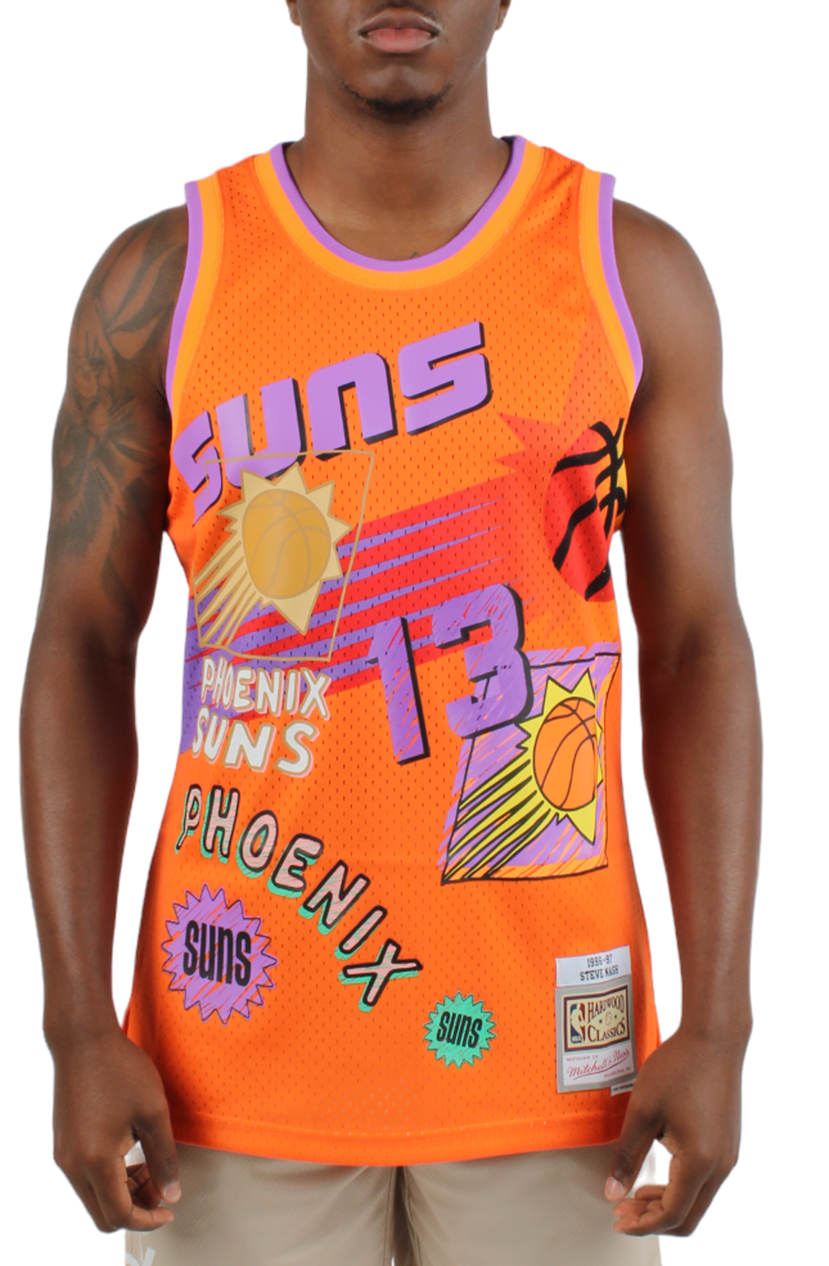 Mitchell & Ness Phoenix Suns Hardwood Classics Sidewalk Sketch | Off-White T-Shirt