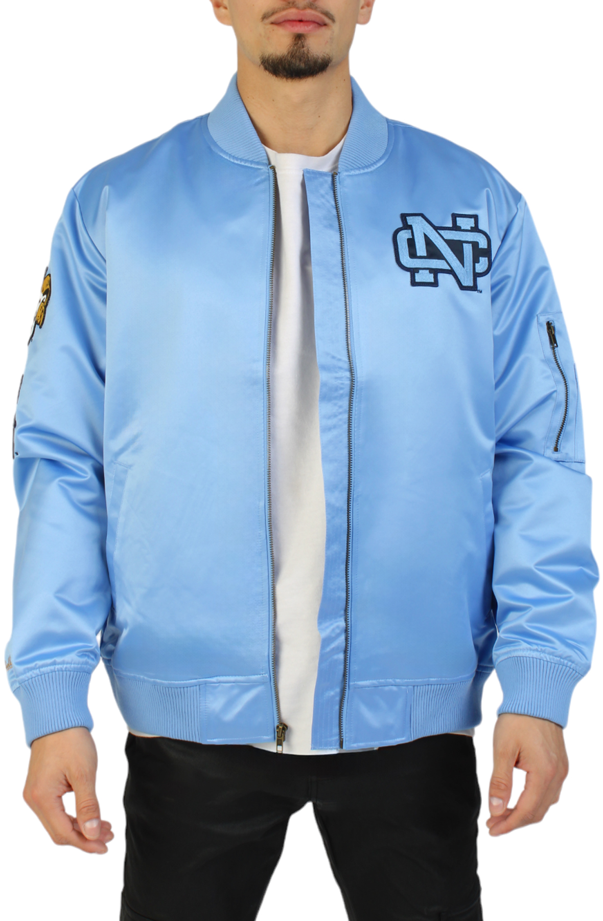 Lightweight Satin Bomber Vintage Logo University of North Carolina