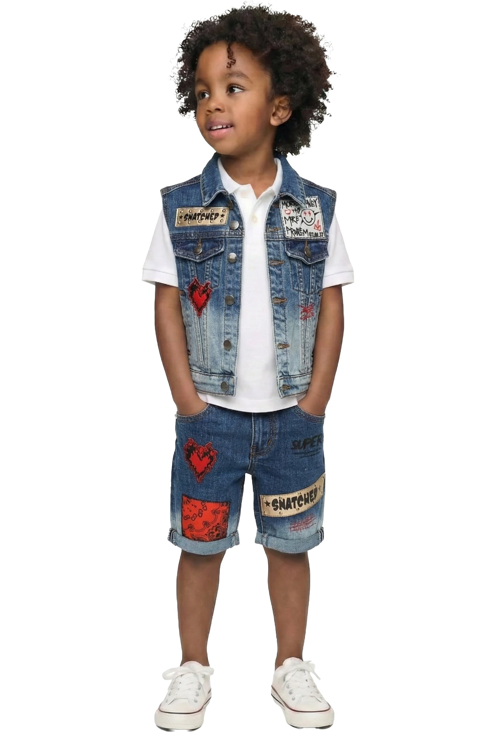 Tyrion Kid's Premium Washed Denim Vest Jacket only