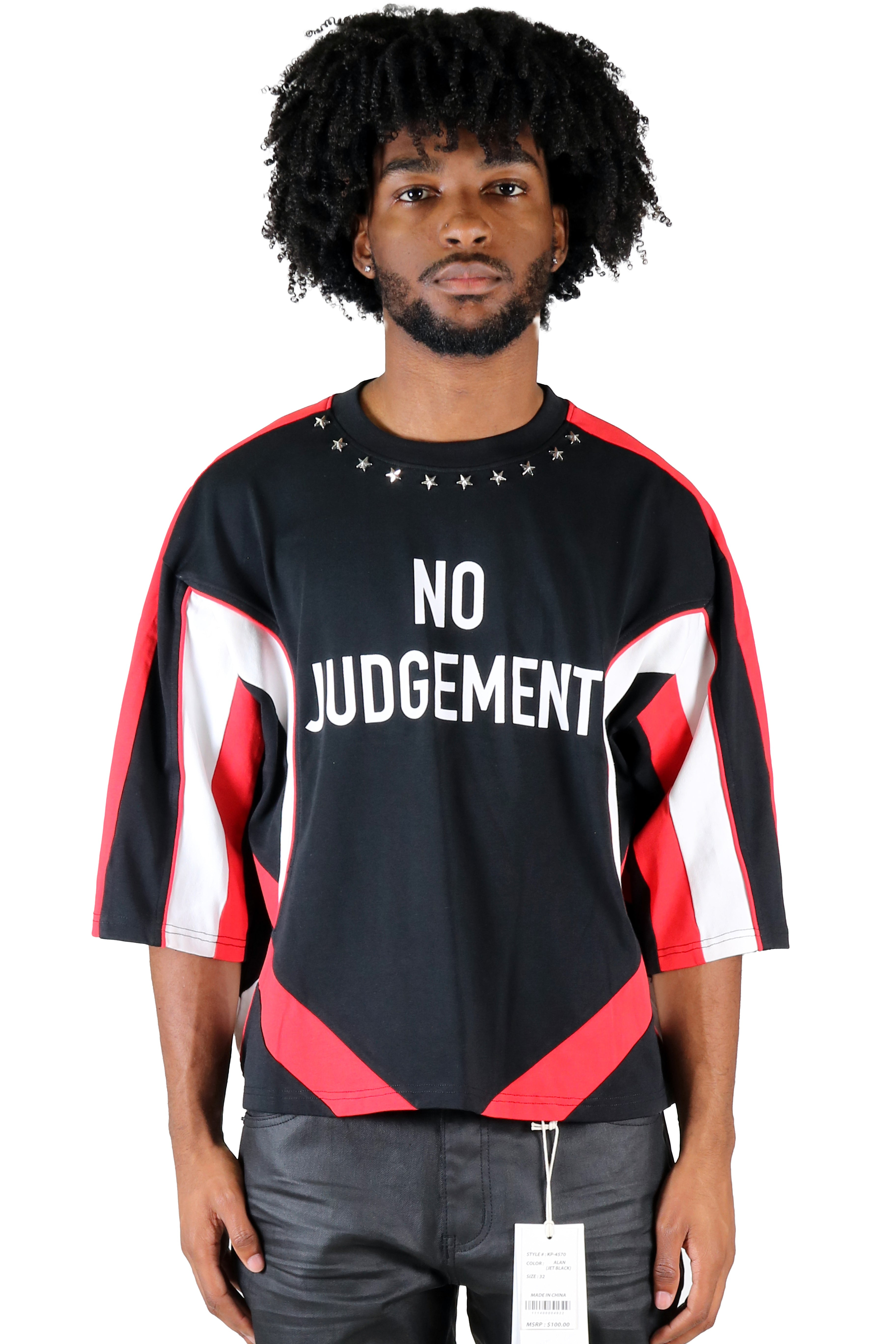 LARITA S/N Jersey 3/4 Sleeve Crop Top Tee